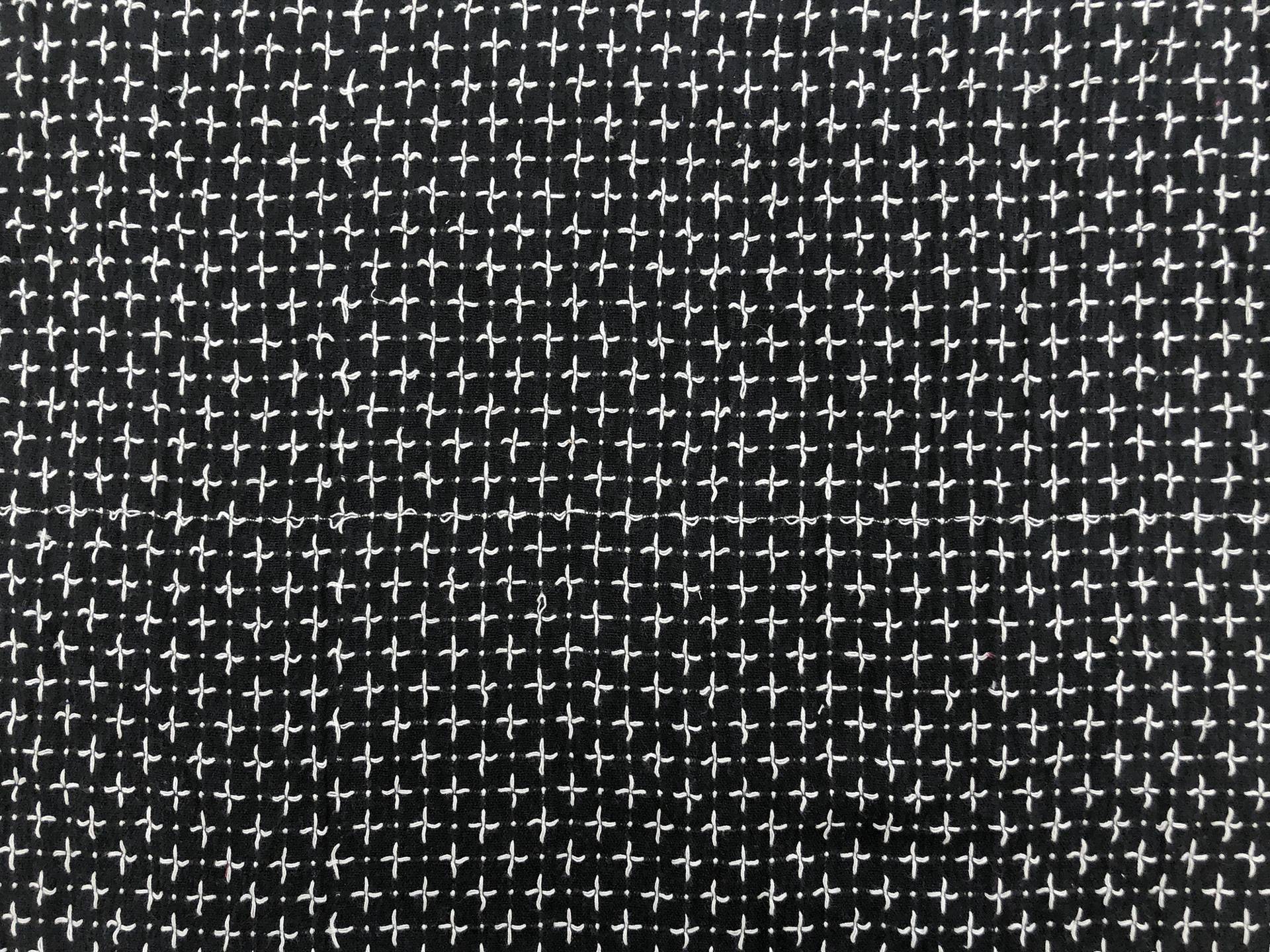 Cotton Woven Novelty With Cross Stitches in Black White