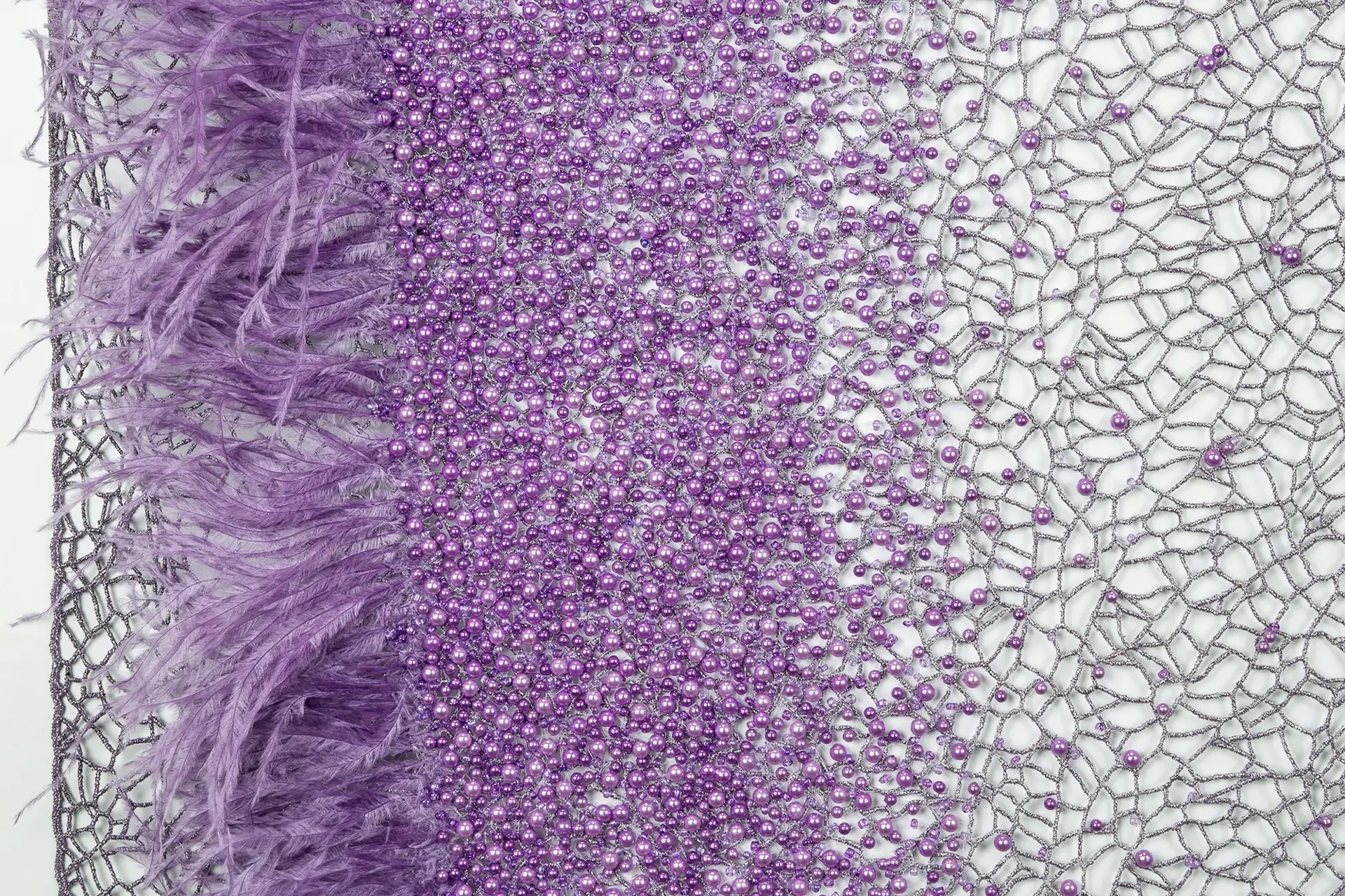 Beaded Mesh with Feathered Border in Purple