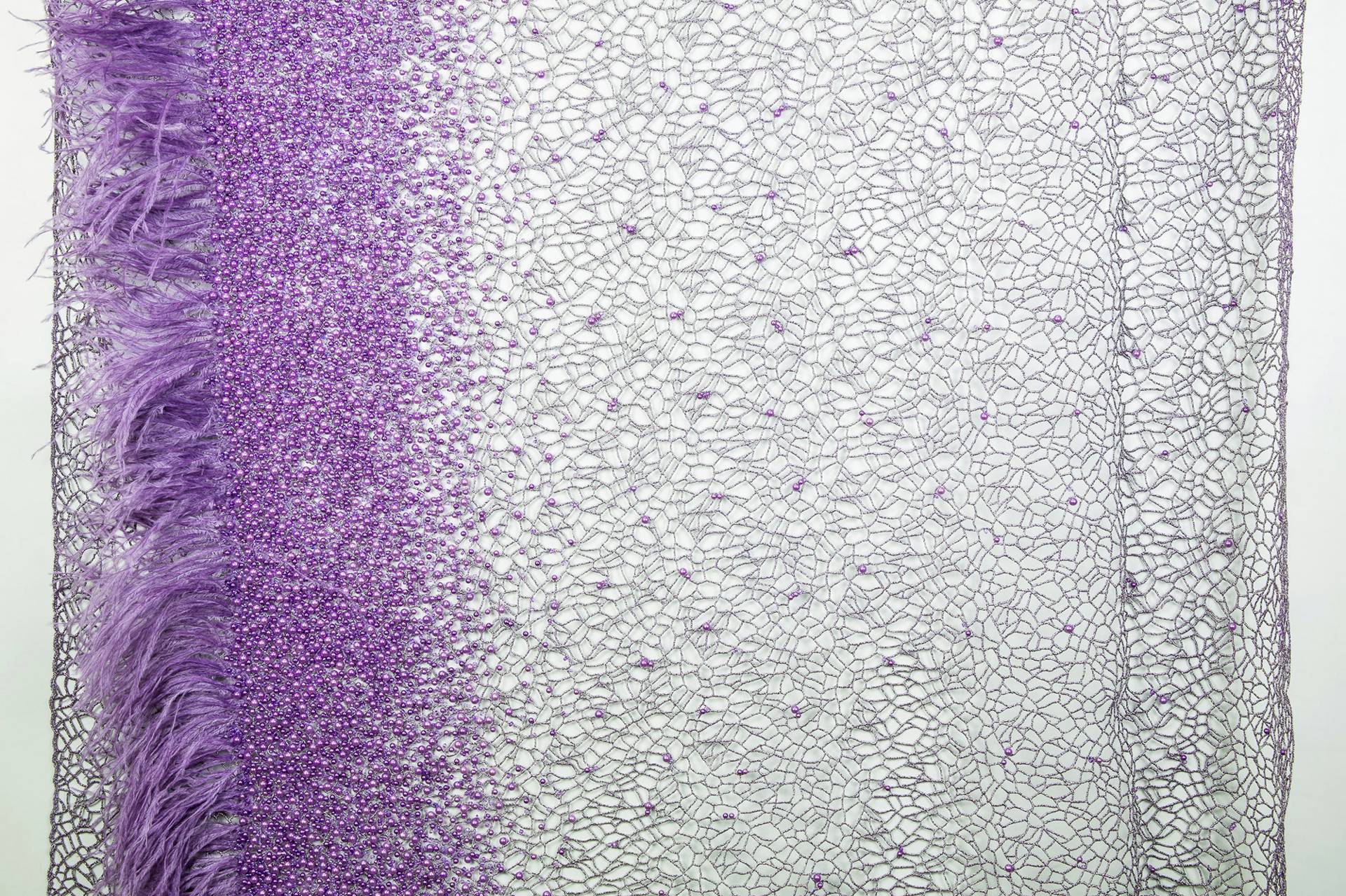 Beaded Mesh with Feathered Border in Purple