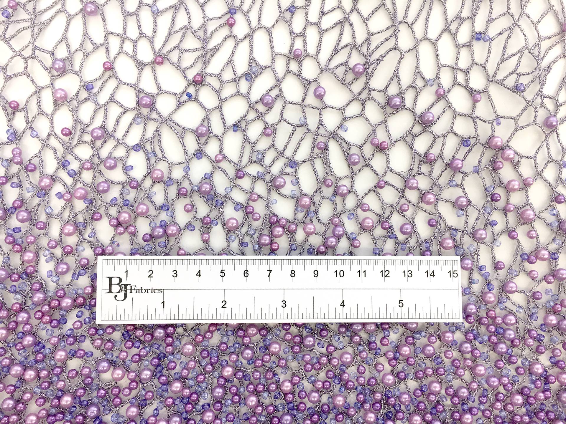 Beaded Mesh with Feathered Border in Purple
