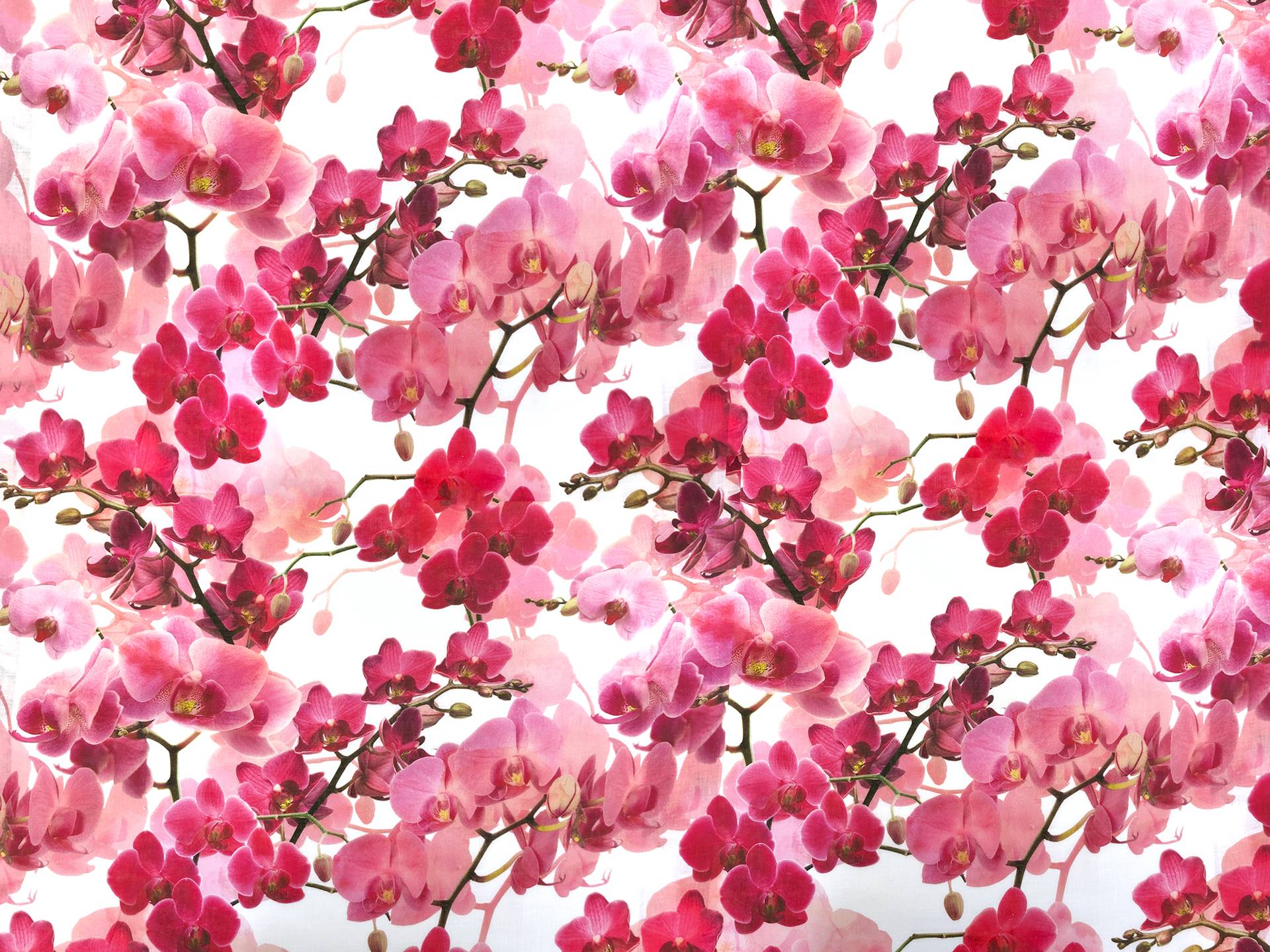 Linen Handkerchief with Tropical Orchids Print