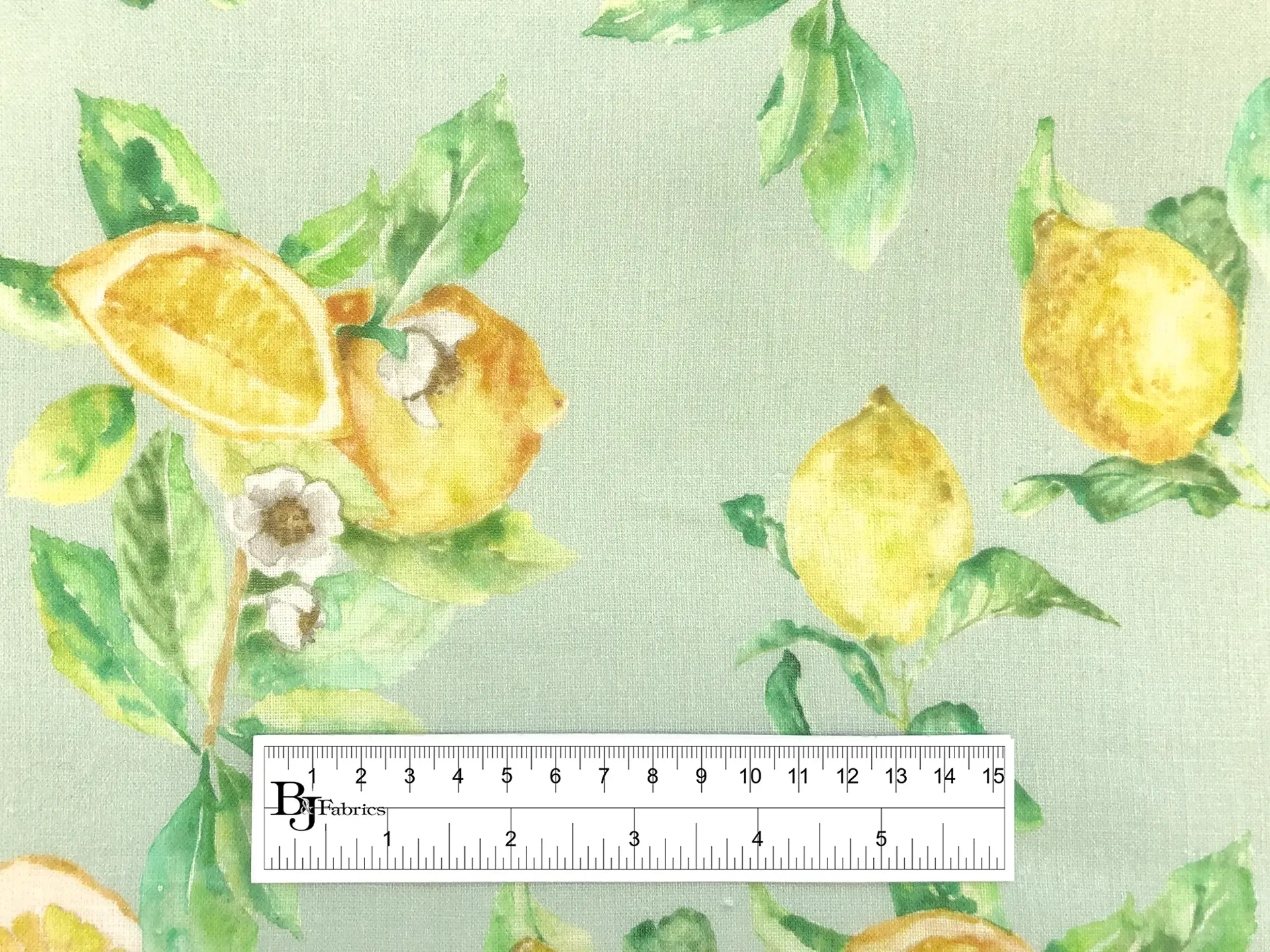 Linen Handkerchief with Tropical Lemons Print