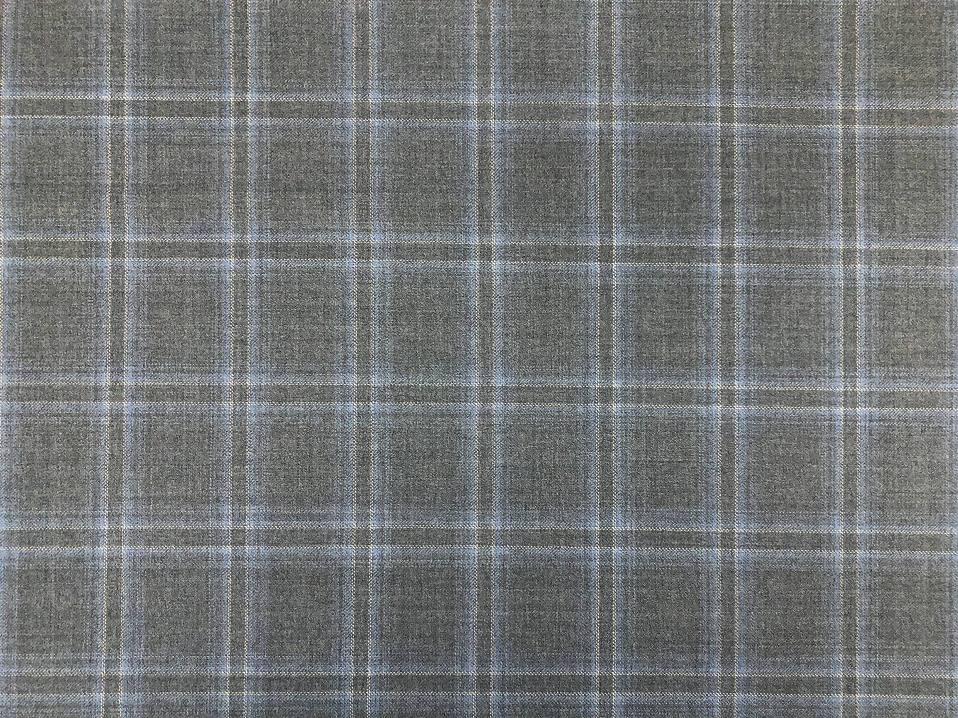 Wool Super 130s Windowpane Plaid Suiting in Grey