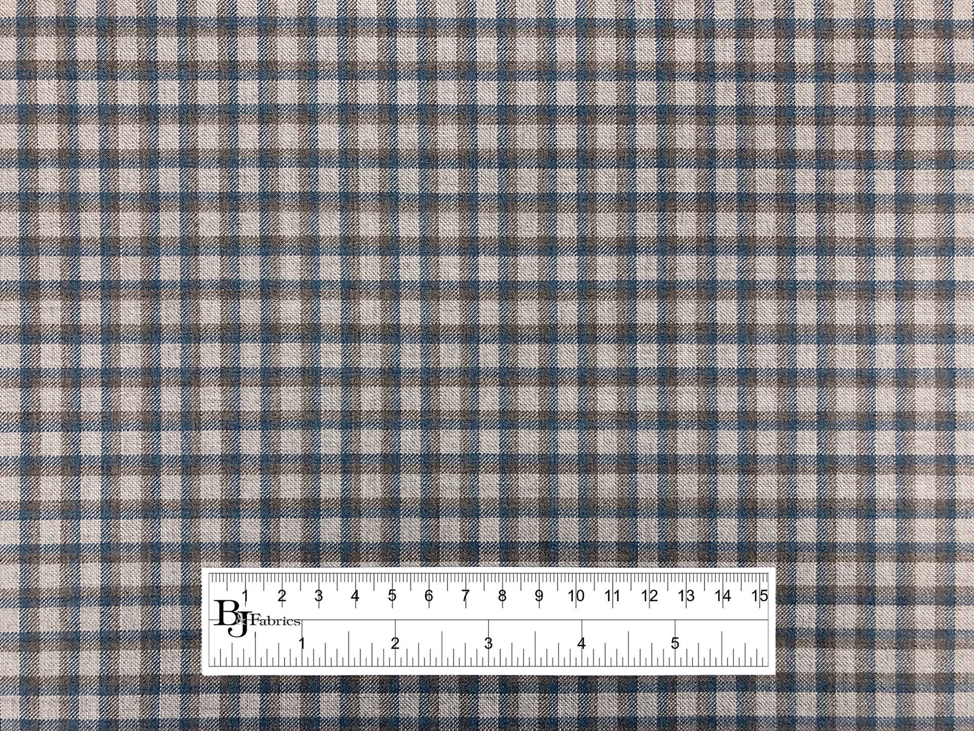 Italian Loro Piana Wool Super 130's Tattersall Plaid Suiting in Light Grey