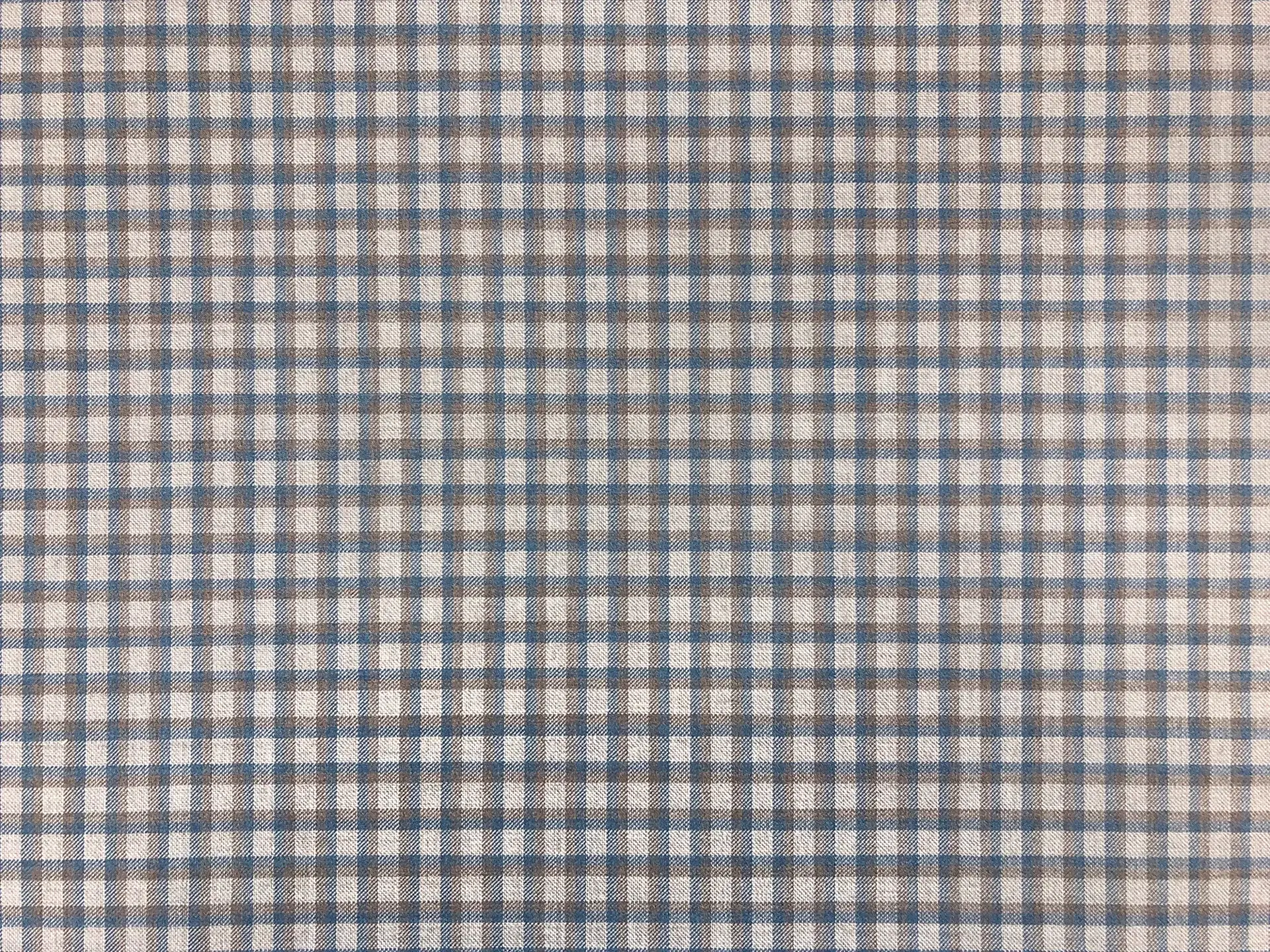 Italian Loro Piana Wool Super 130's Tattersall Plaid Suiting in Light Grey