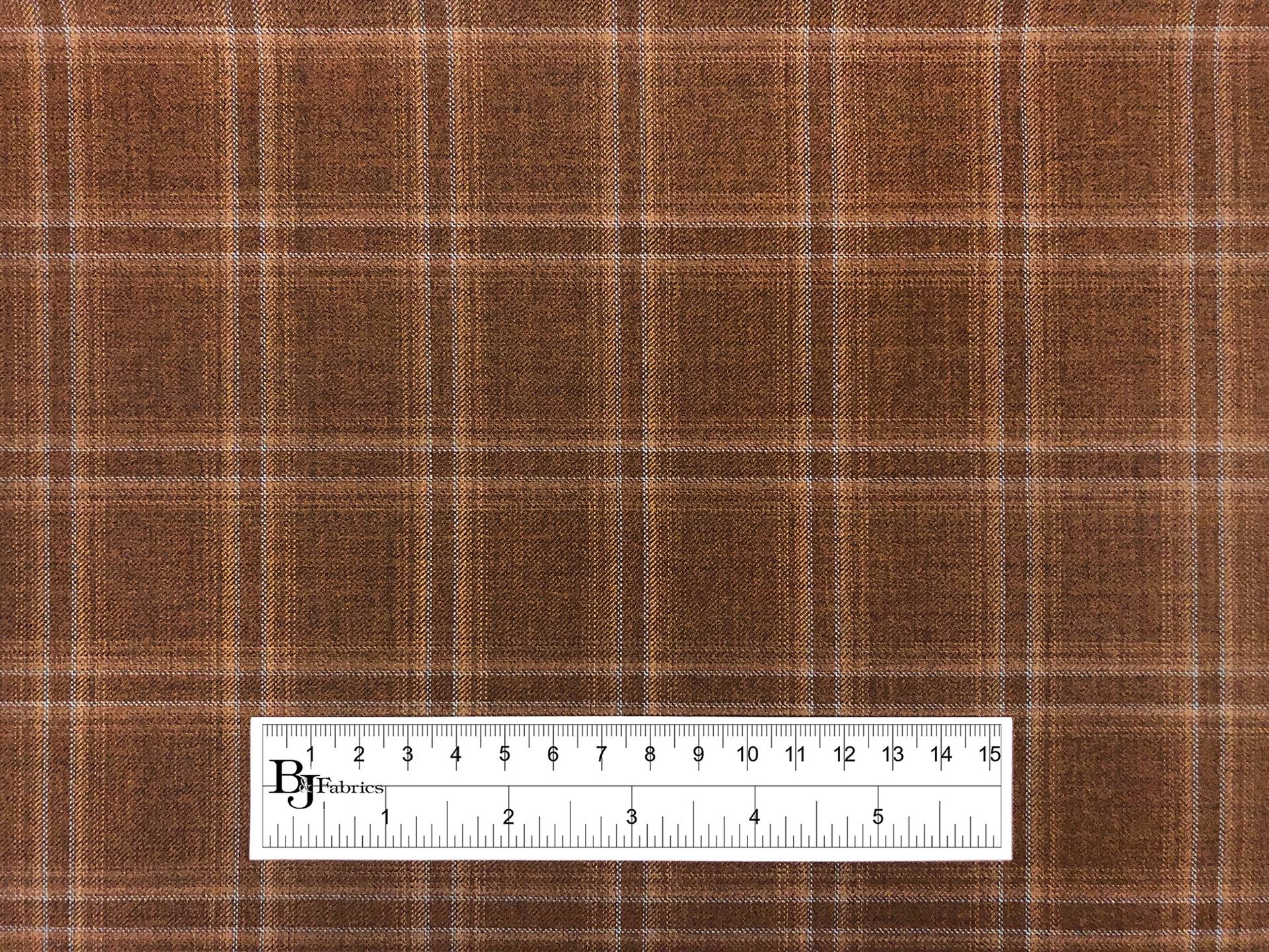 Italian Loro Piana Wool Super 130s Tattersall Plaid Suiting in Burnt Umber