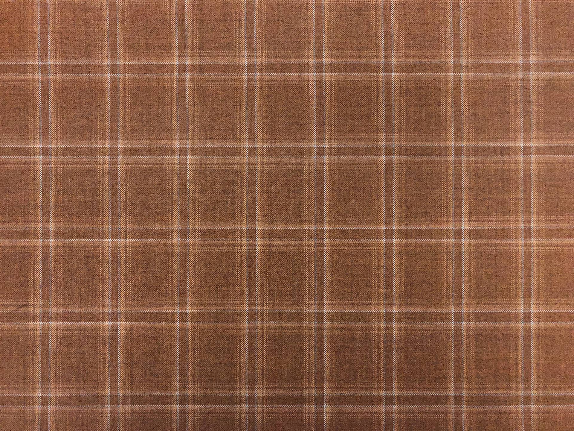 Italian Loro Piana Wool Super 130s Tattersall Plaid Suiting in Burnt Umber