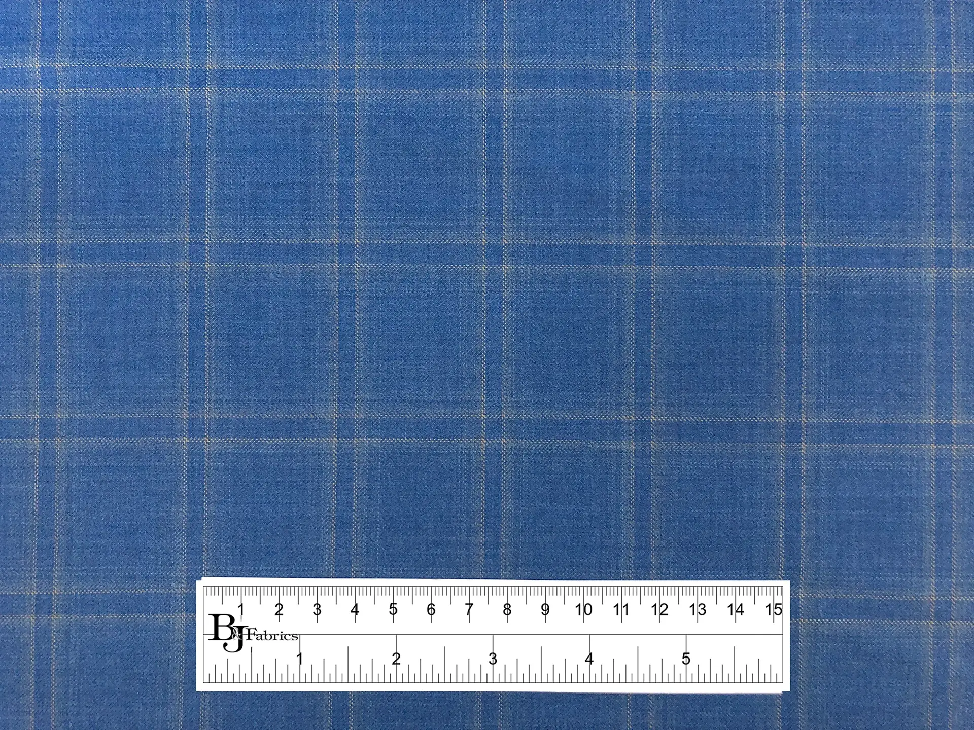Wool Super 130s Windowpane Plaid Suiting in Cornflower