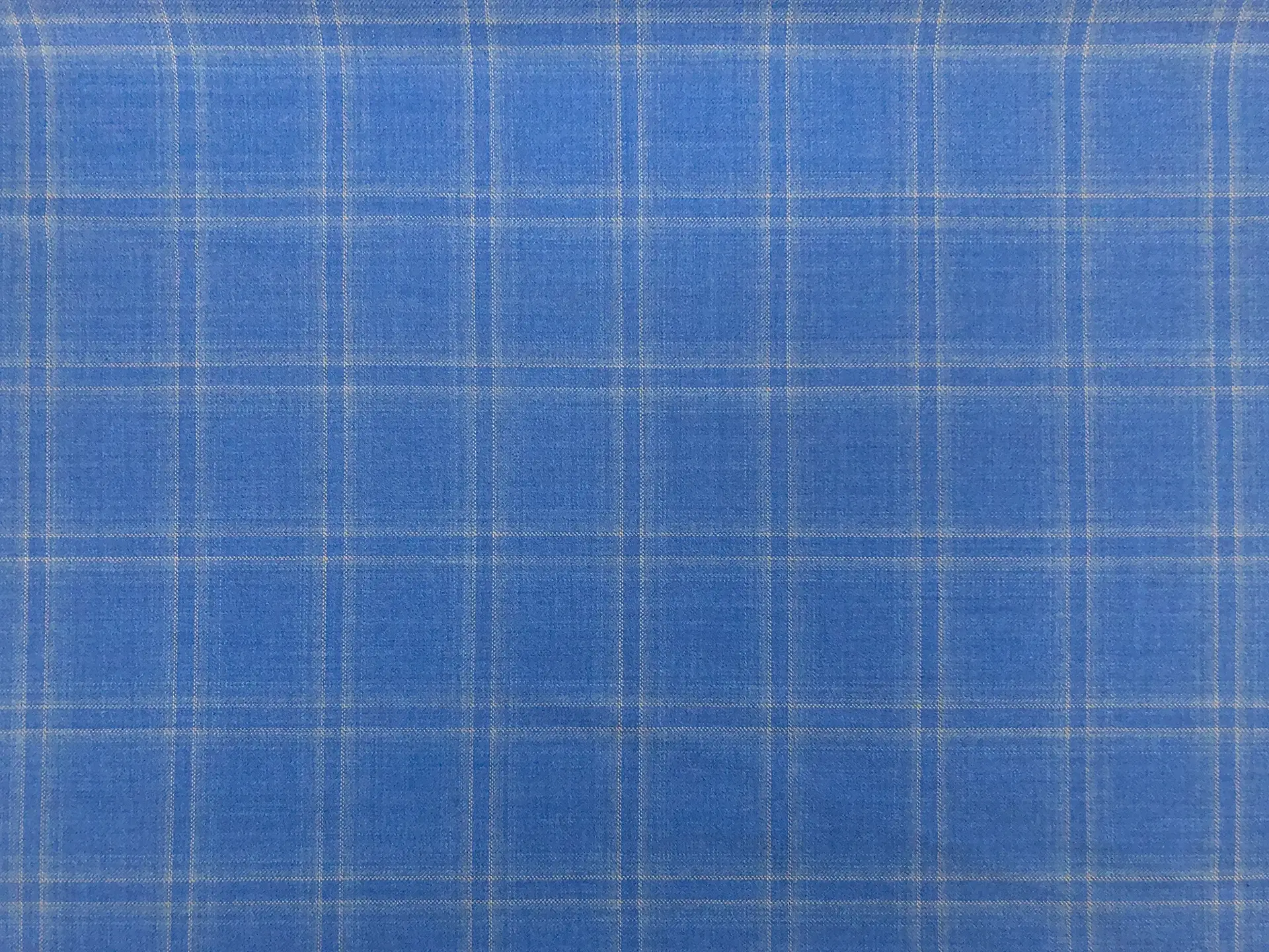 Wool Super 130s Windowpane Plaid Suiting in Cornflower