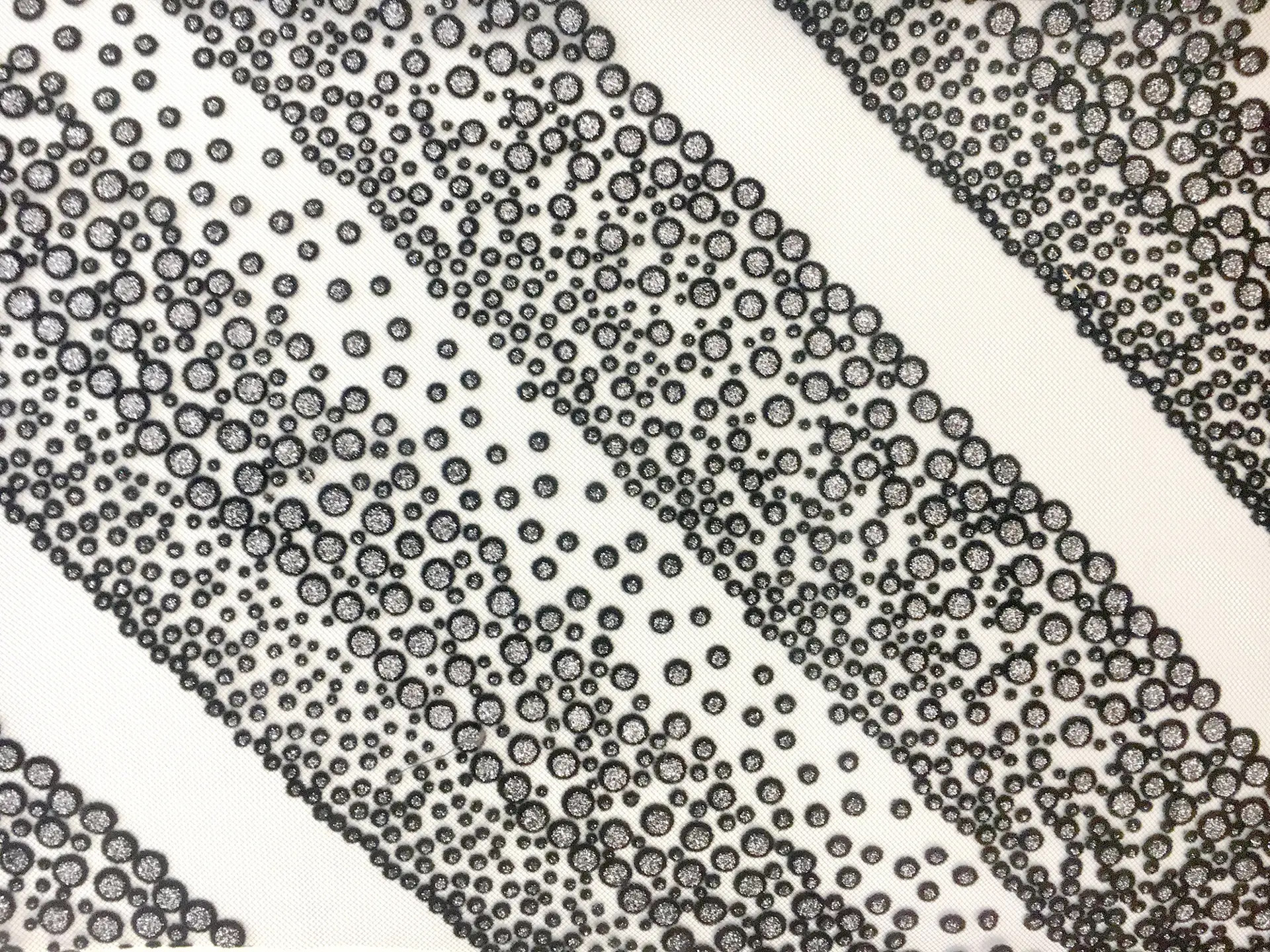 Metallic Flocked Tulle in a Diagonal Stripe Pattern