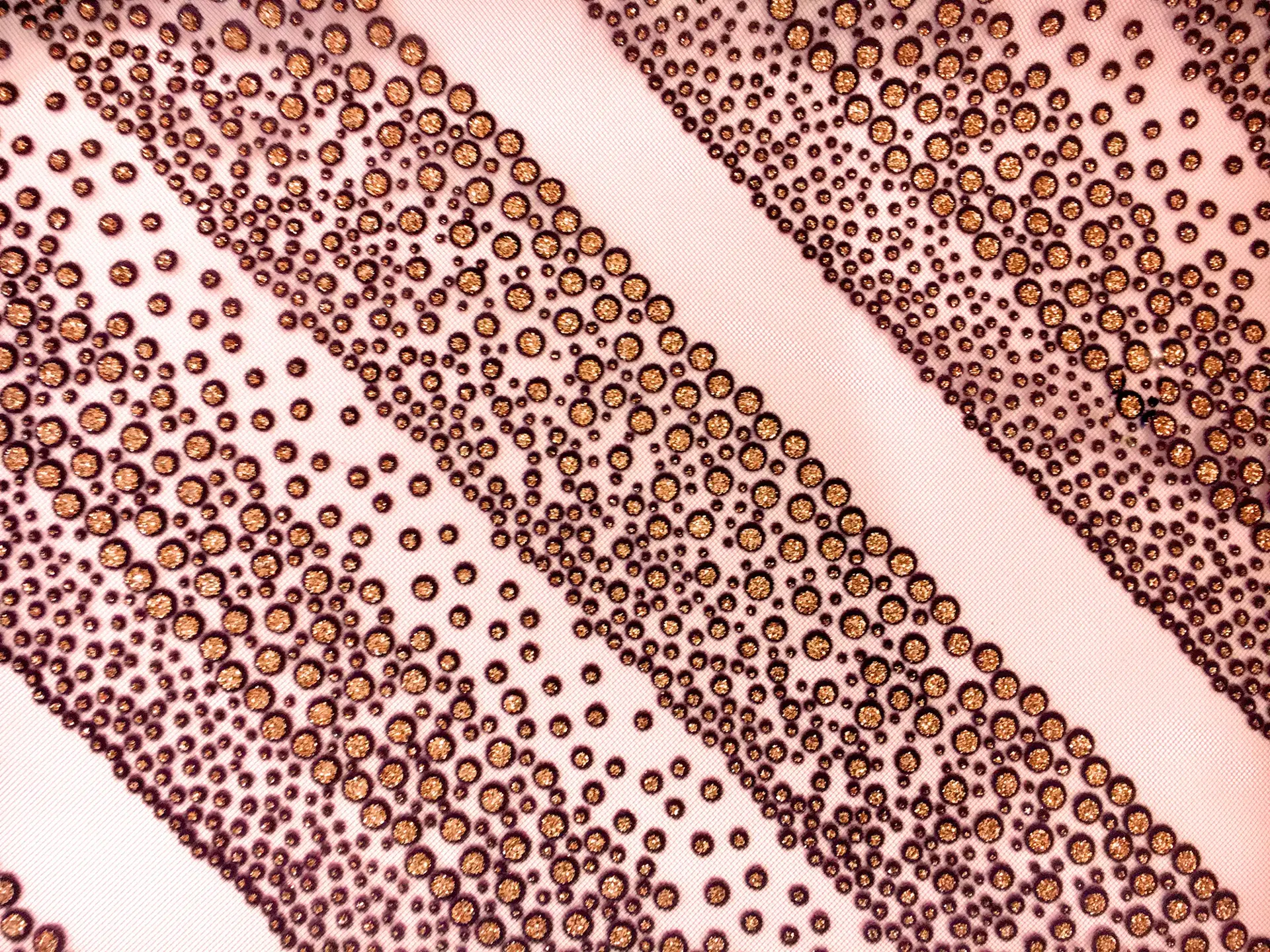 Metallic Flocked Tulle in a Diagonal Stripe Pattern