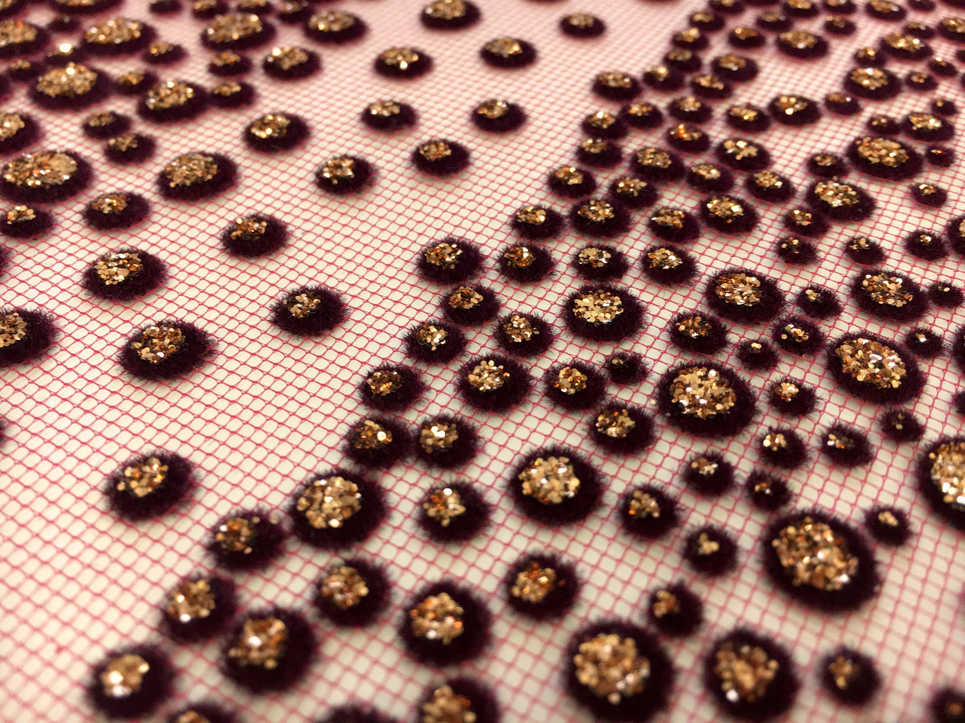 Metallic Flocked Tulle in a Diagonal Stripe Pattern