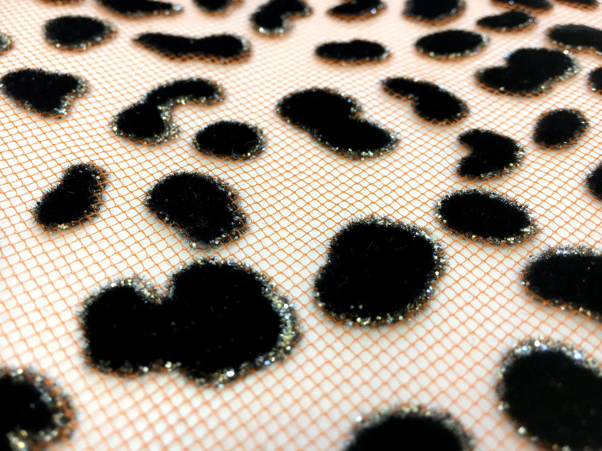 Metallic Flocking on Tulle in Leopard Print