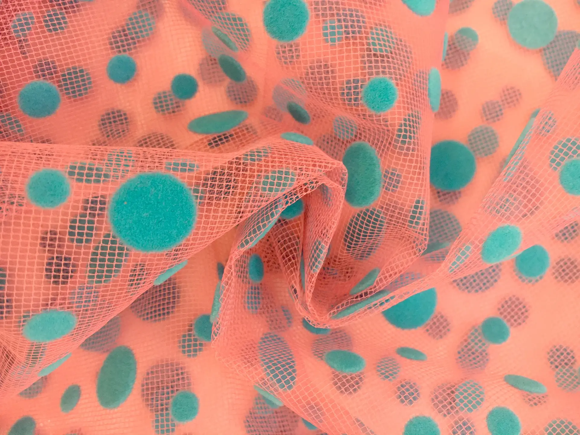 Flocked Polka Dots on Tulle 