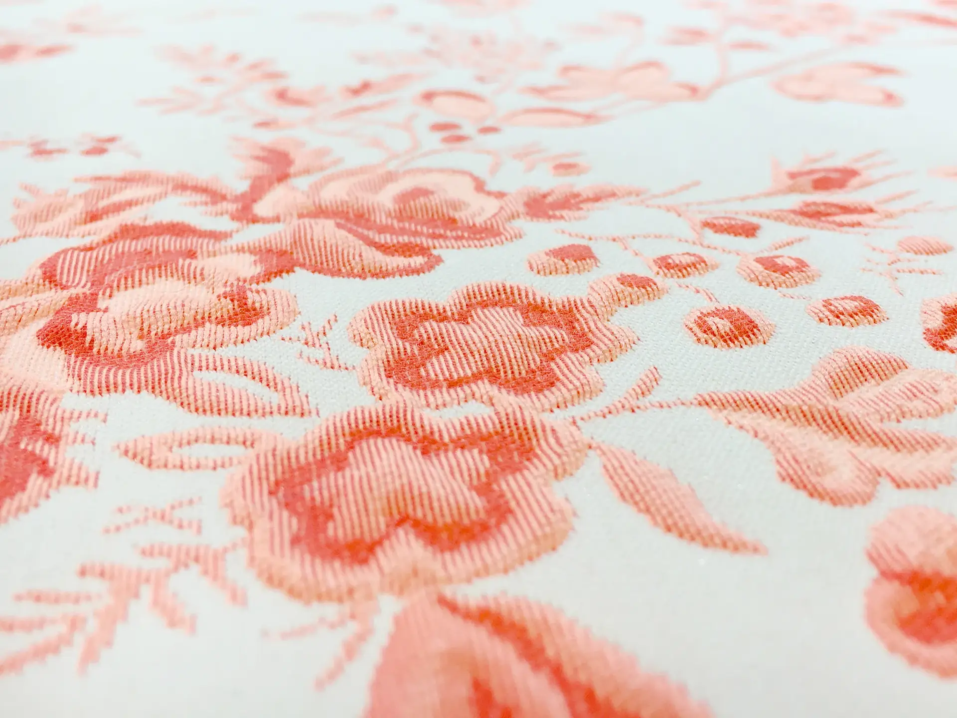 French Floral Brocade in Bright Orange