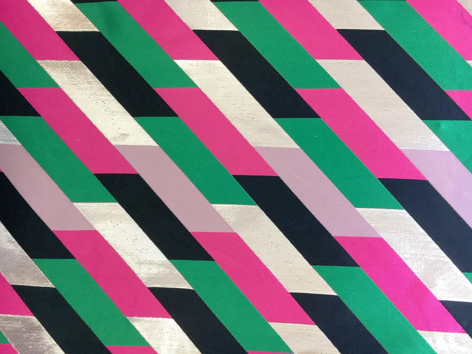 Polyester and Acetate Lurex Jacquard Brocade with Faux Chevron Pattern