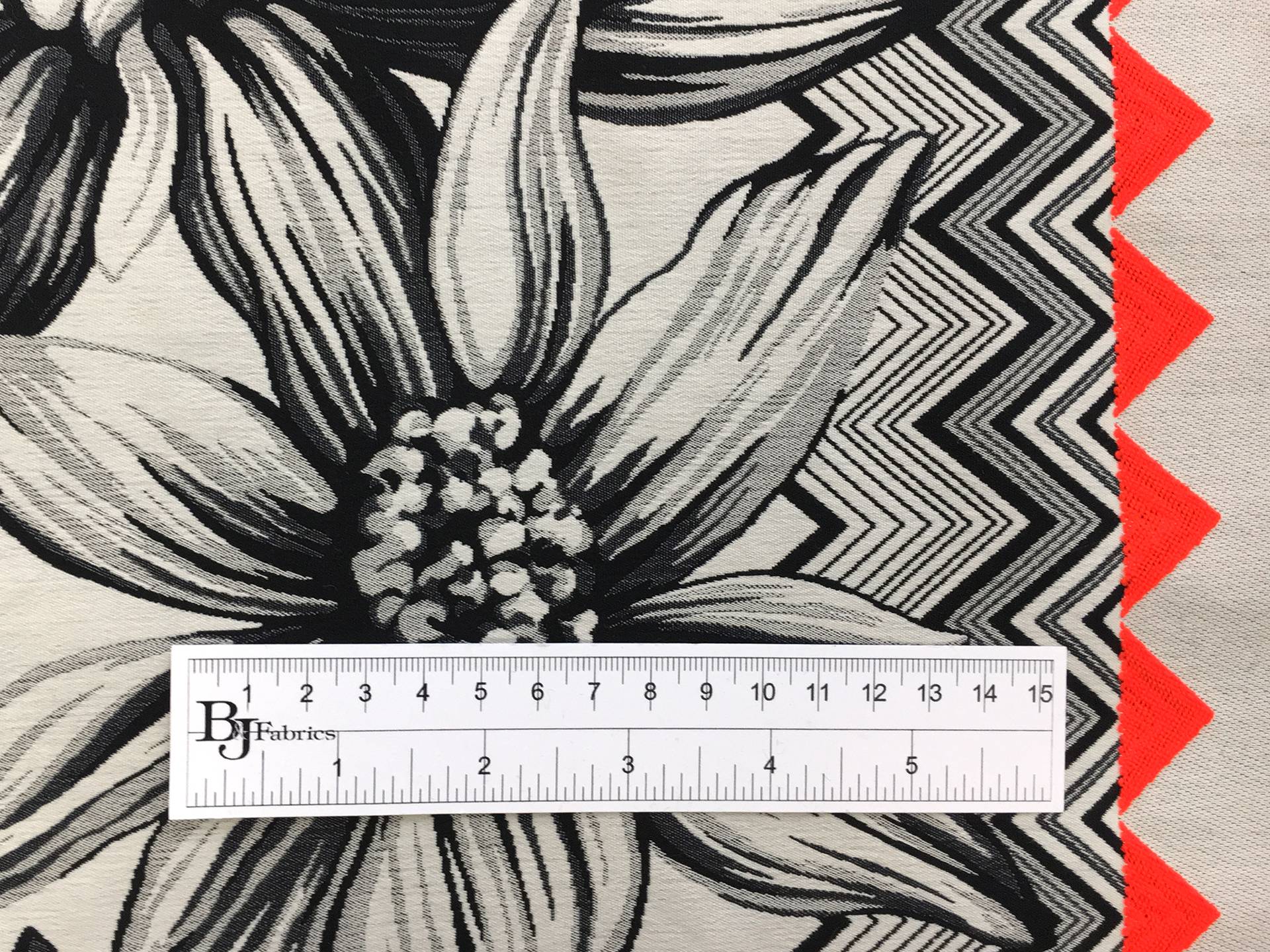 Cotton Jacquard Brocade with Florals and Neon Geometrics