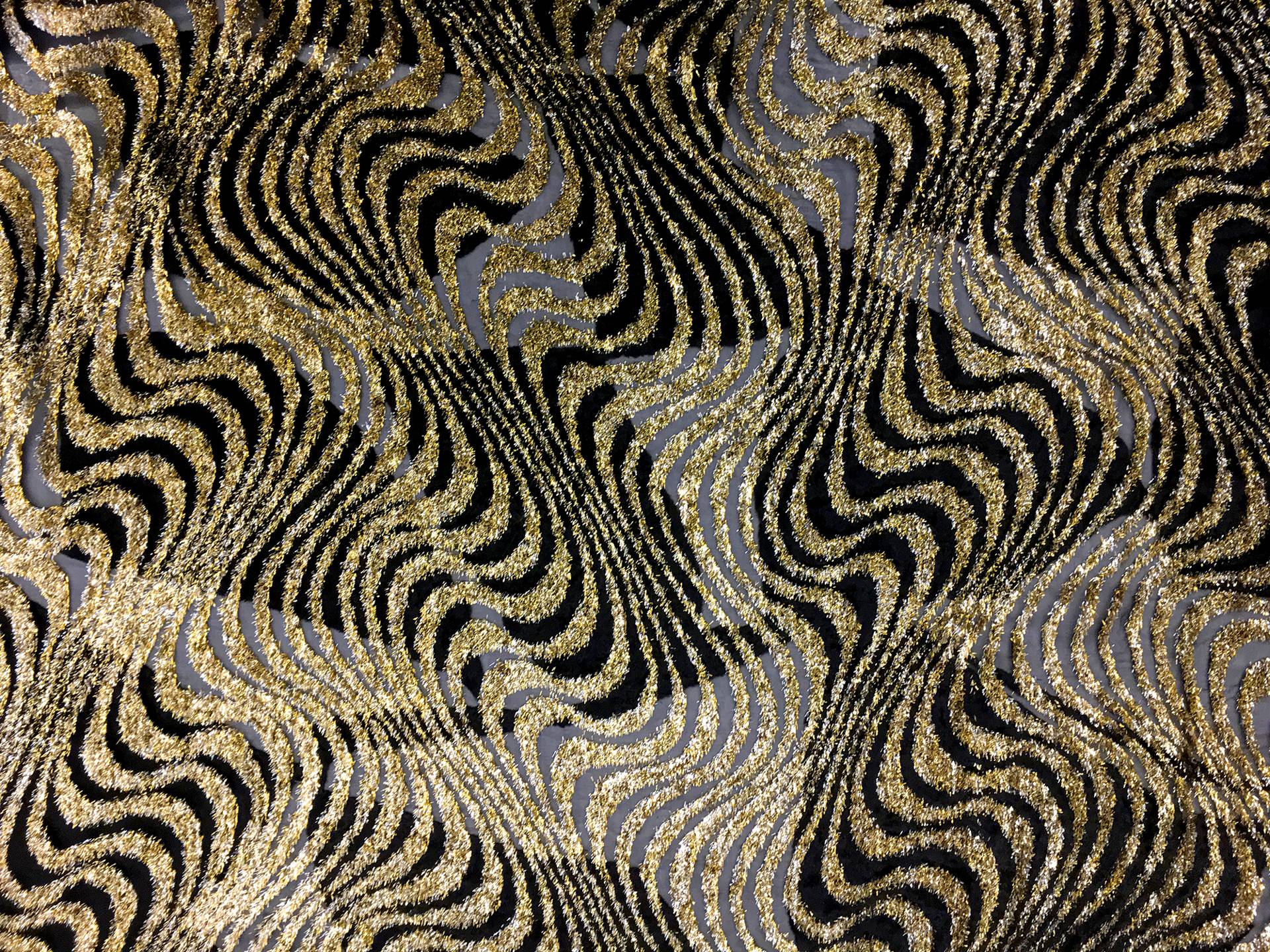Oscar de la Renta Metallic Burn Out Velvet with Waves Pattern
