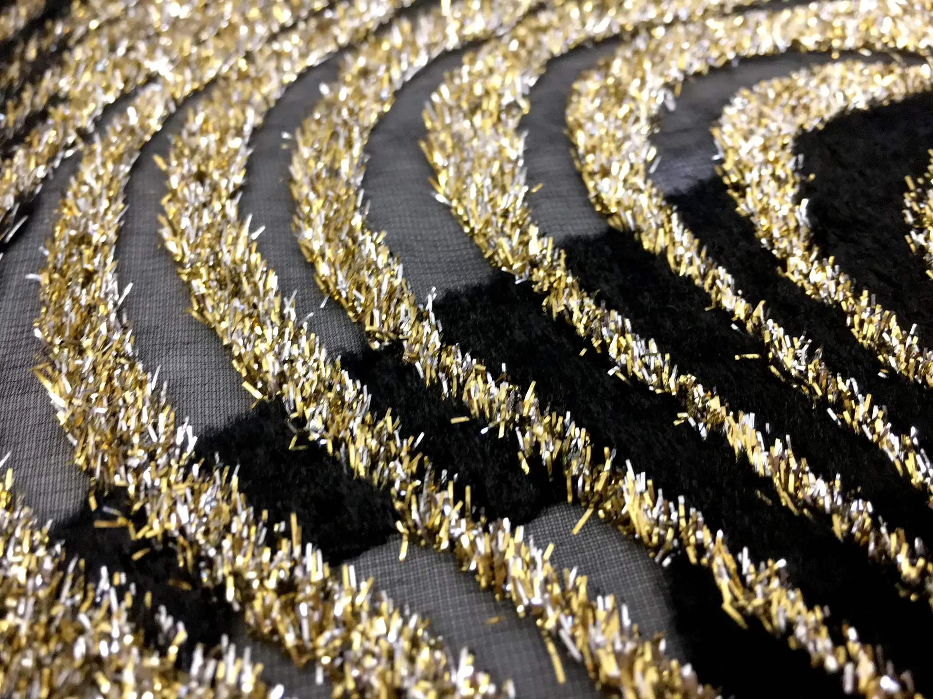 Oscar de la Renta Metallic Burn Out Velvet with Waves Pattern