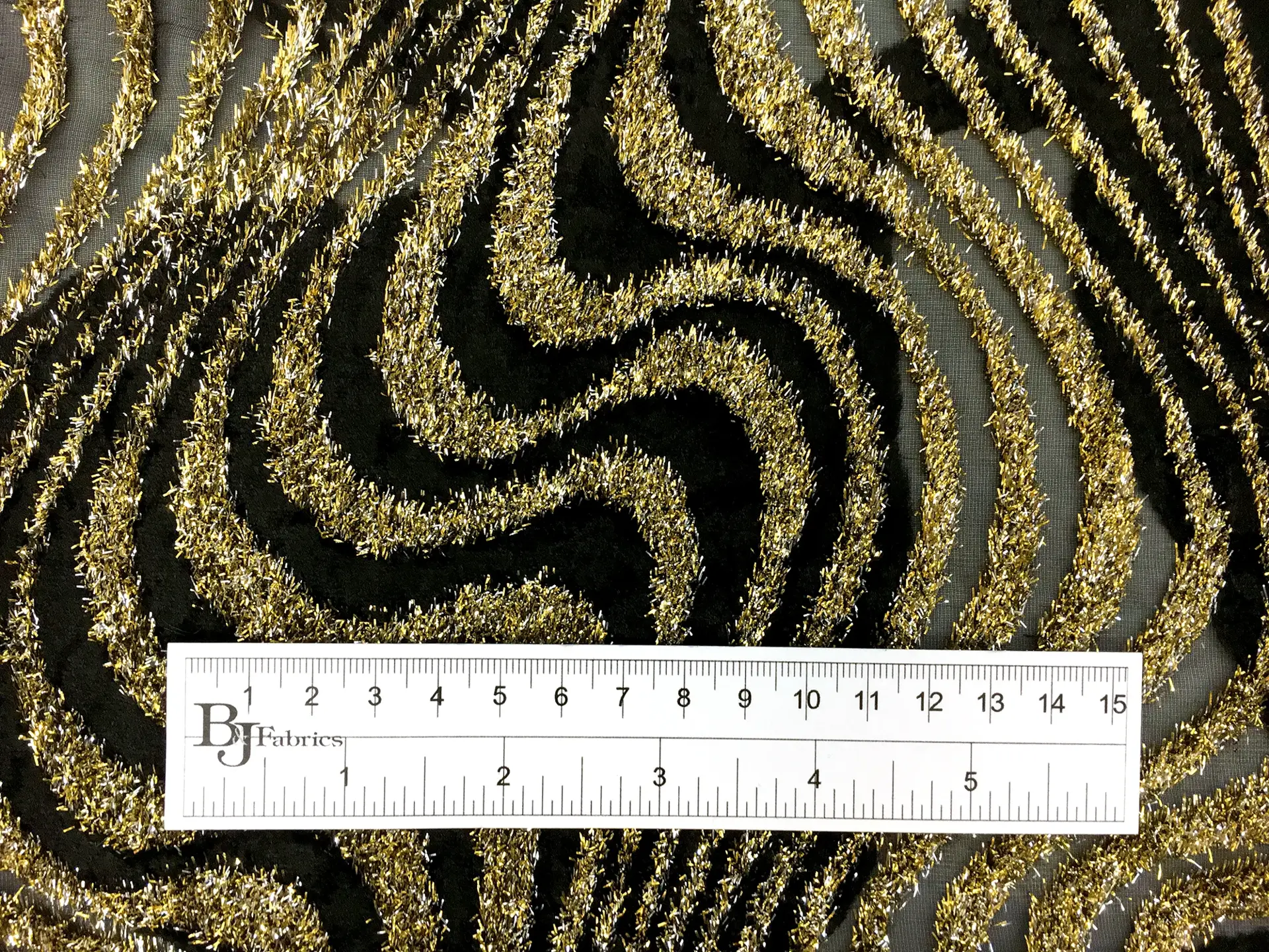 Oscar de la Renta Metallic Burn Out Velvet with Waves Pattern