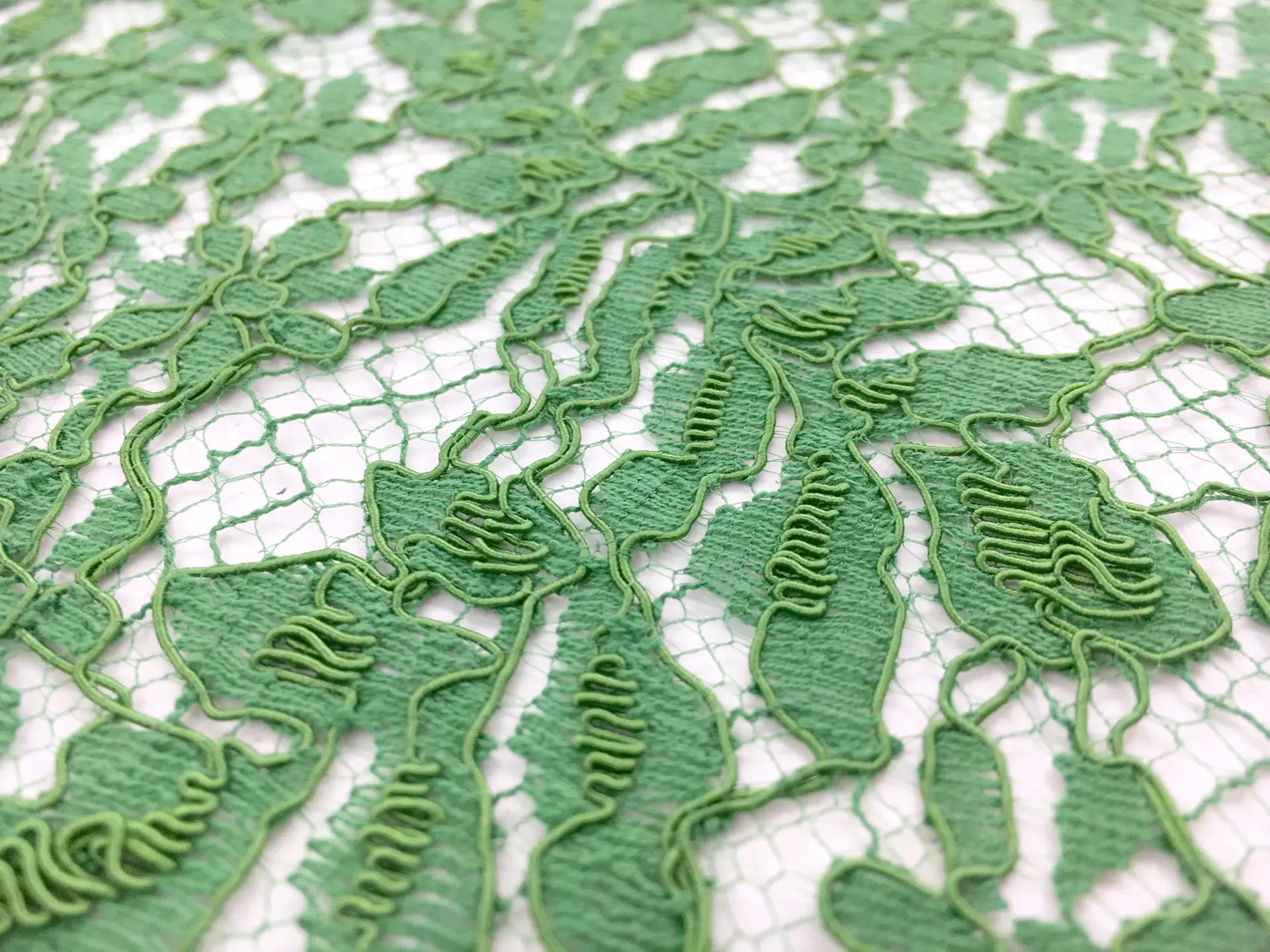 French Corded Chantilly Lace in Emerald Green