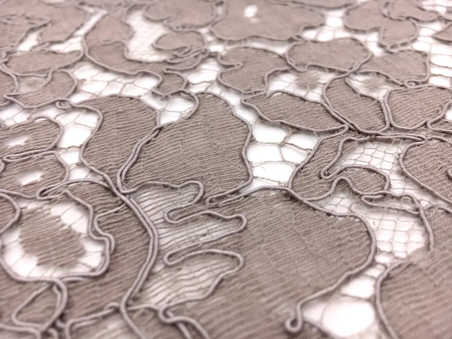 French Corded Chantilly Lace in Warm Taupe