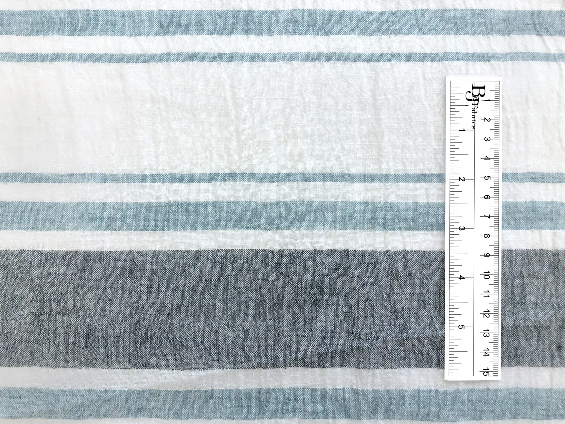Linen Crinkled Gauze With Stripes in Blues
