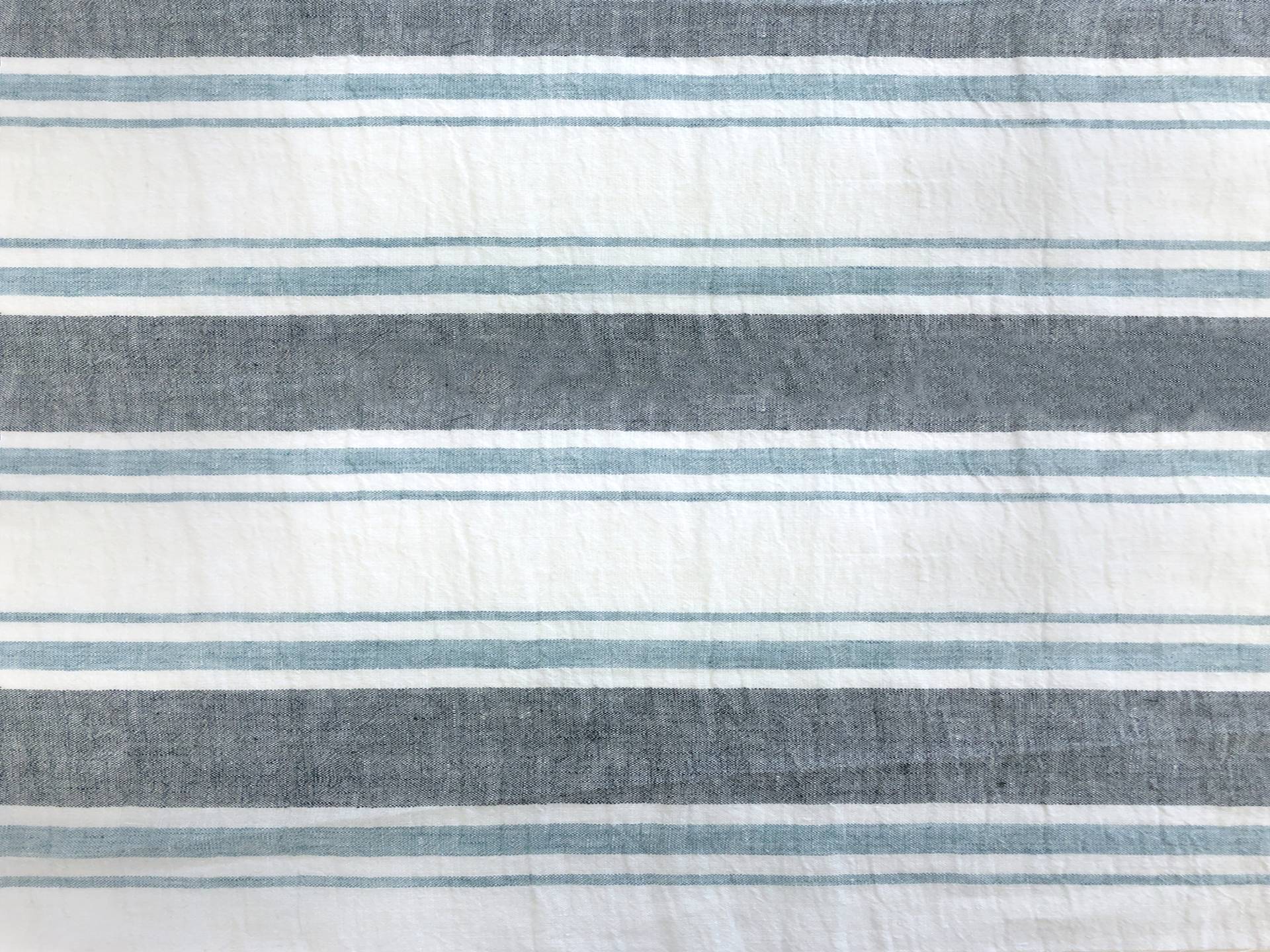 Linen Crinkled Gauze With Stripes in Blues