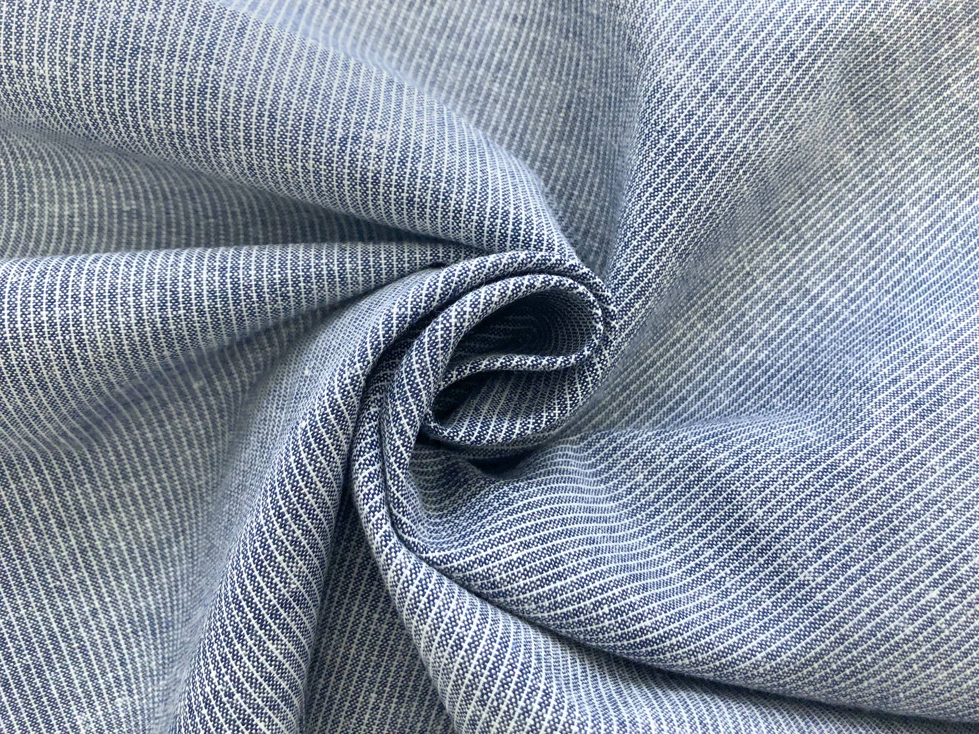 Cotton & Linen Chambray Stripe in Navy