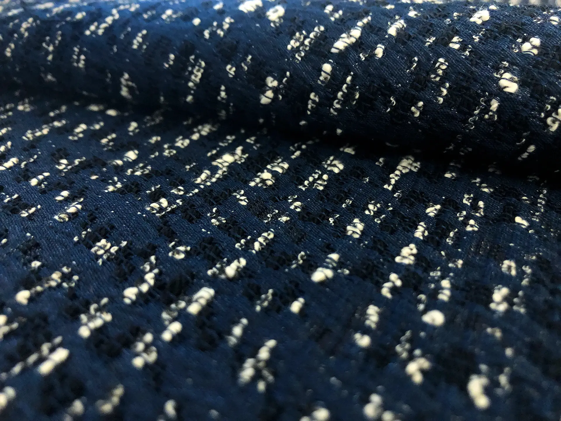Italian Metallic Tweed in Space Navy