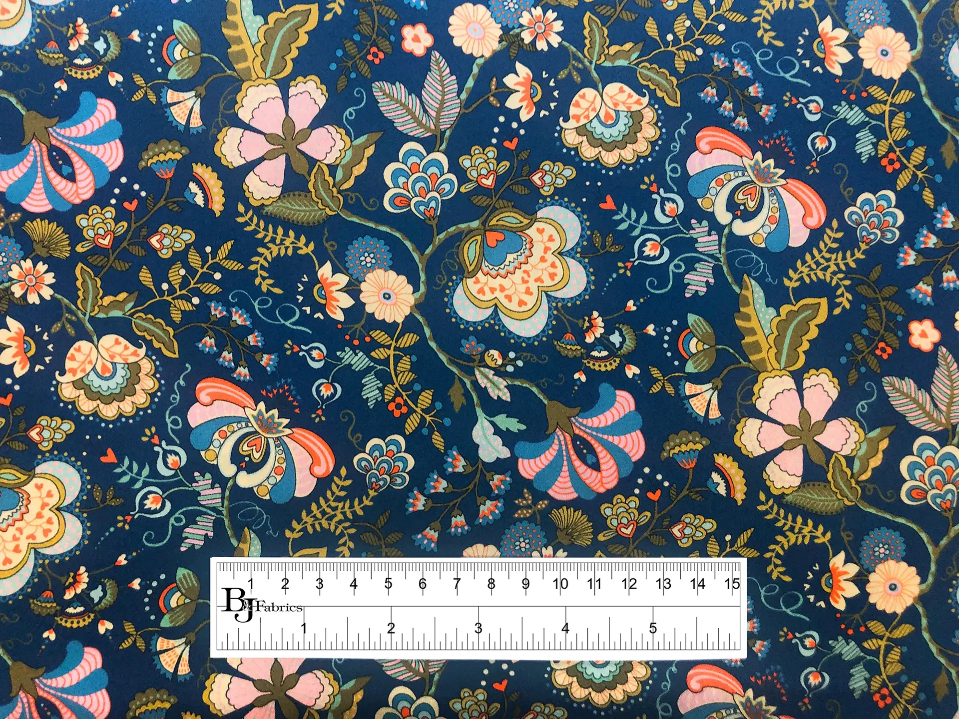 Liberty Silk Charmeuse Floral Print in Cobalt