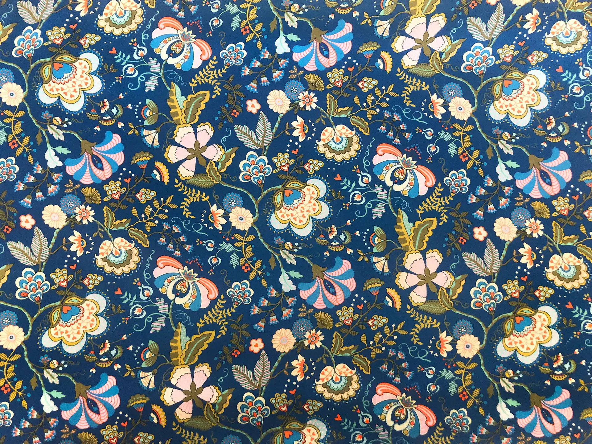 Liberty Silk Charmeuse Floral Print in Cobalt