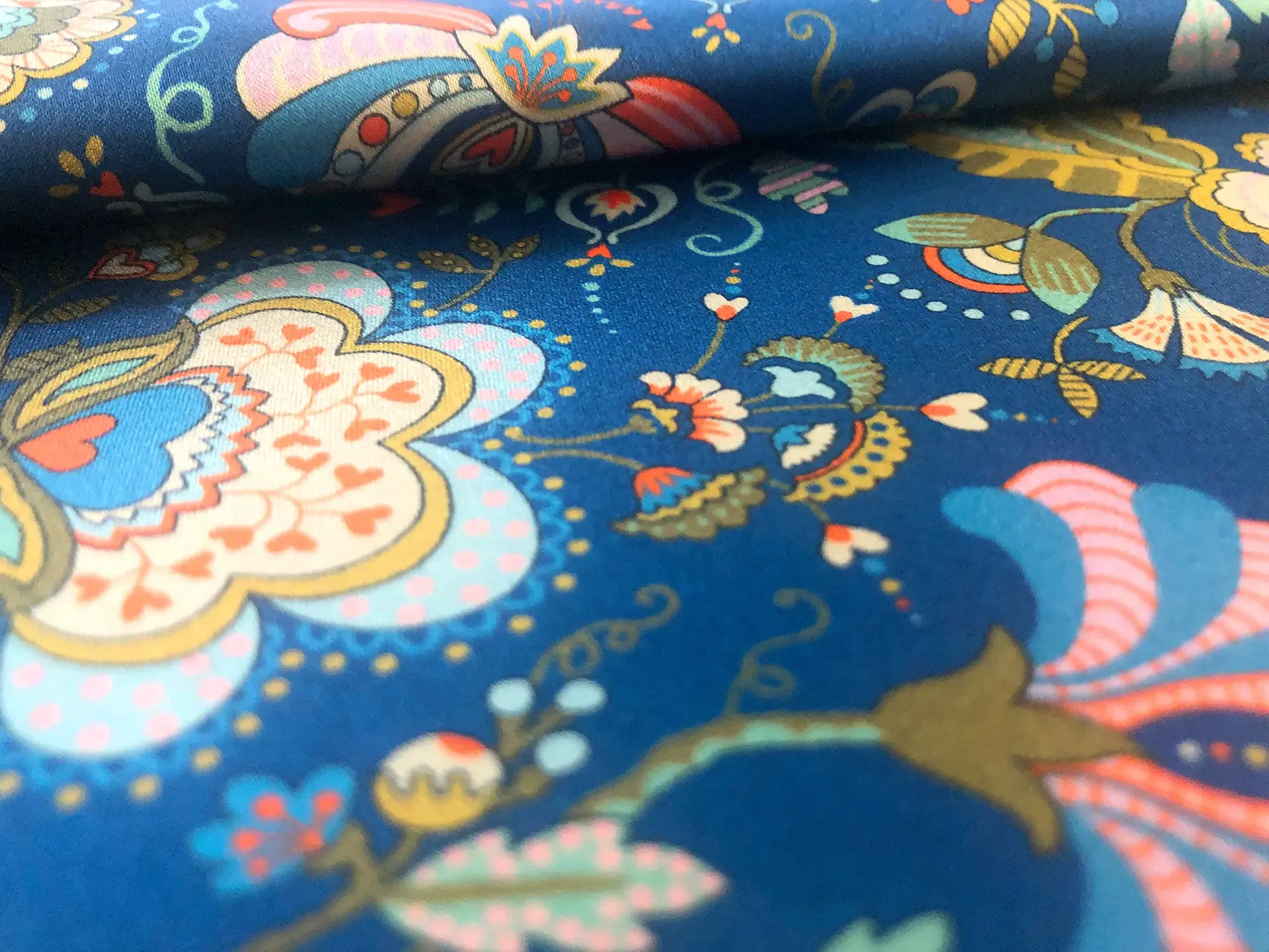 Liberty Silk Charmeuse Floral Print in Cobalt