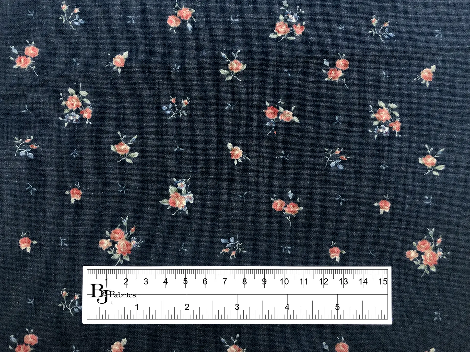 Japanese Cotton Linen Petite Floral Print in Navy