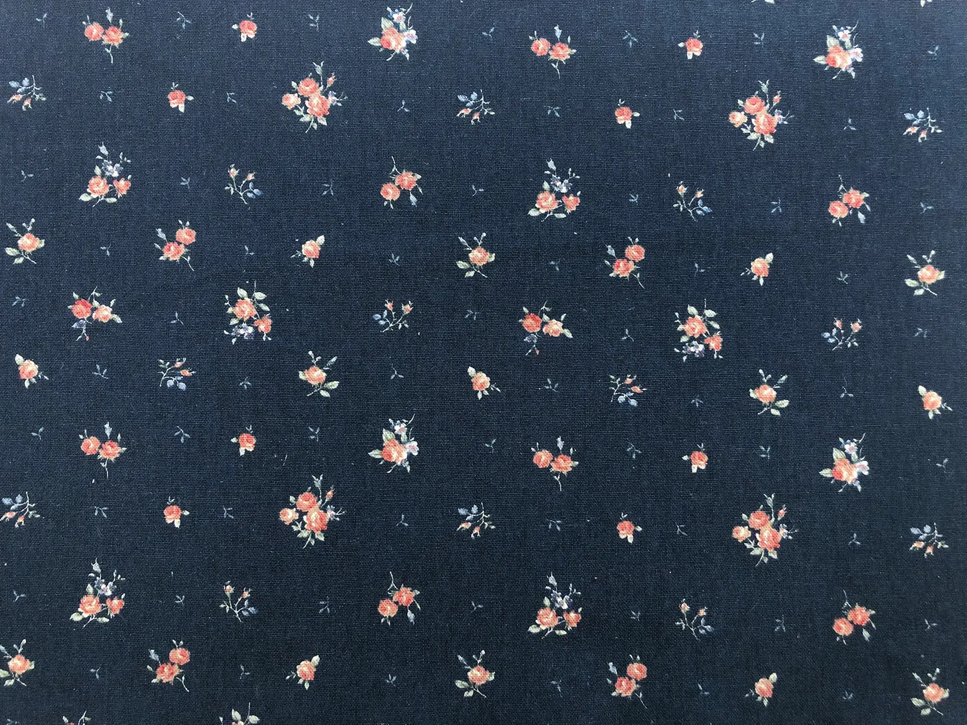 Japanese Cotton Linen Petite Floral Print in Navy