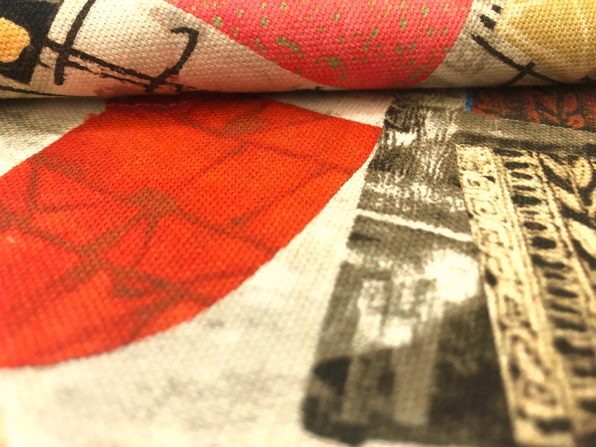 Cotton Canvas with Abstract Geometric Art Print