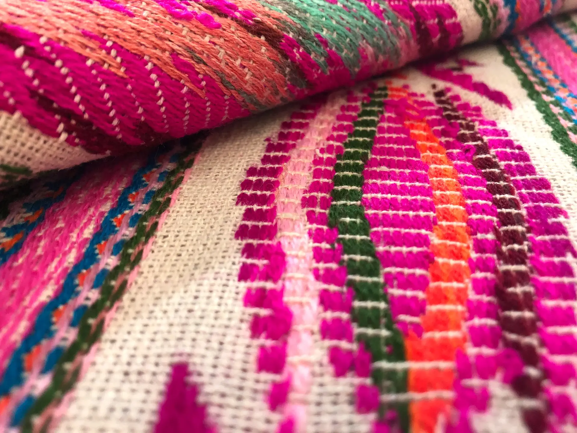 Heavyweight Cotton Woven Native Stripe in Fuchsia