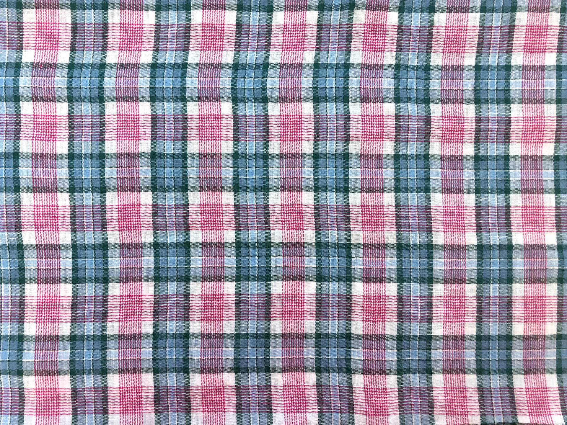 Italian Linen Plaid in Pink and Green