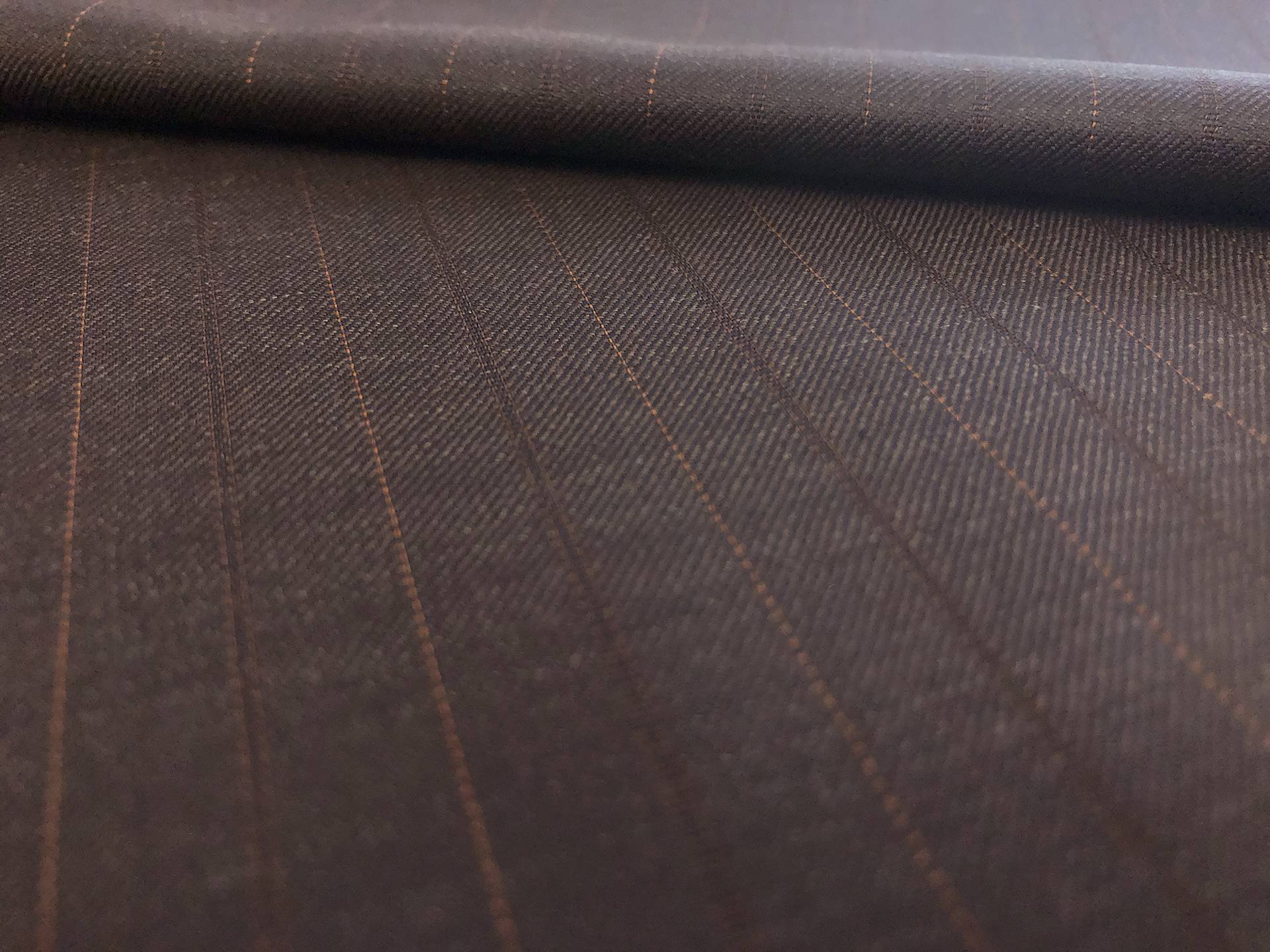 English Super 160's Striped Wool Suiting in Espresso