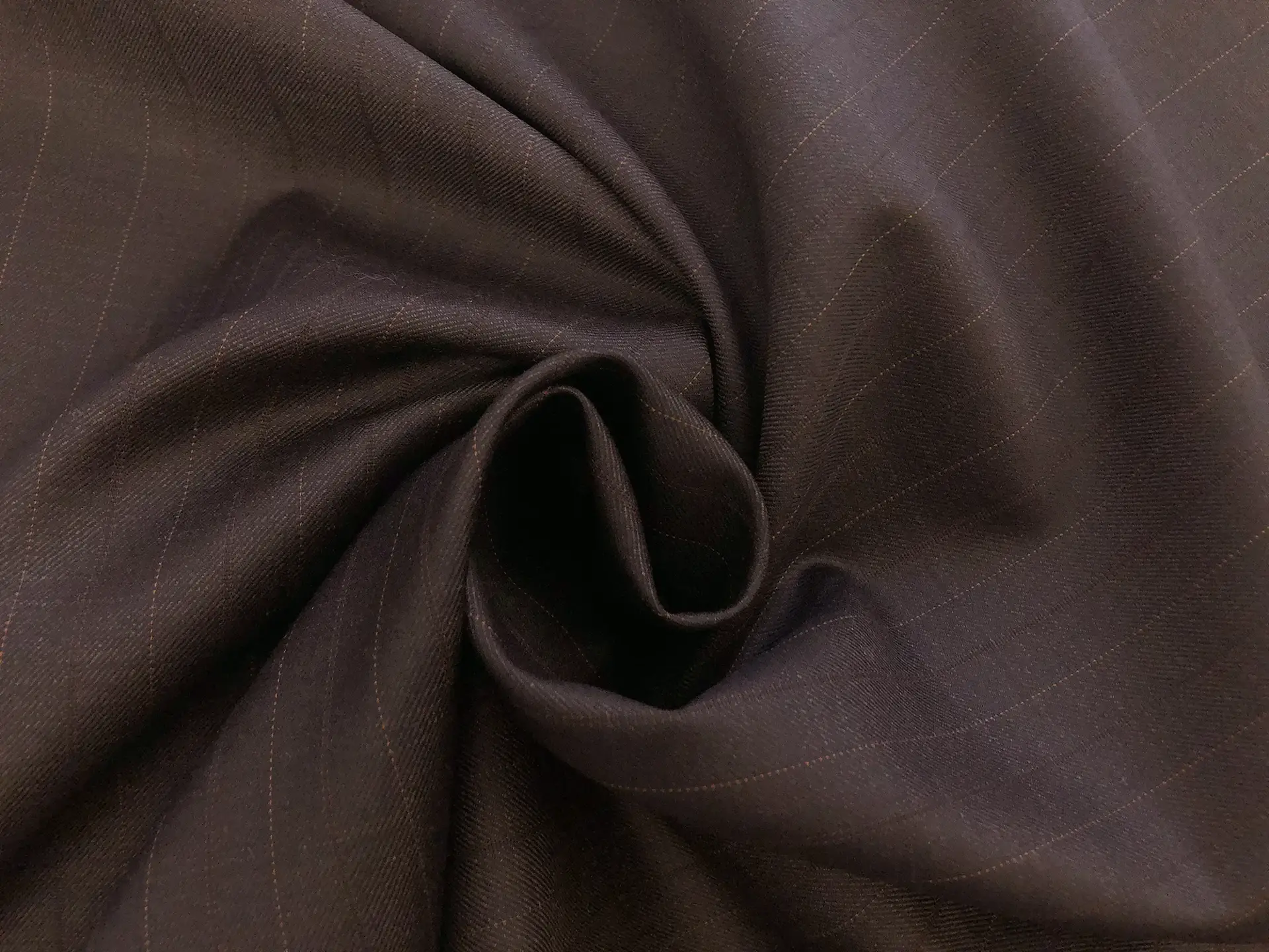 English Super 160's Striped Wool Suiting in Espresso