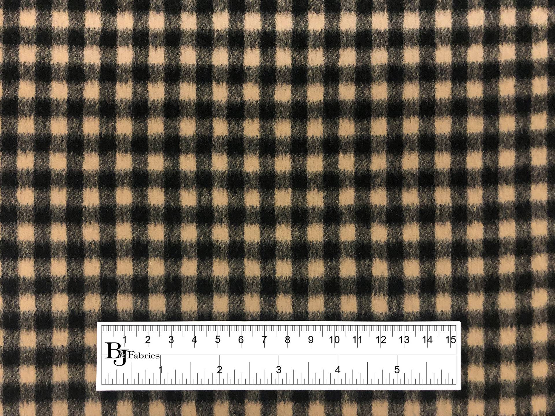 Italian Wool Check Coating in Tan