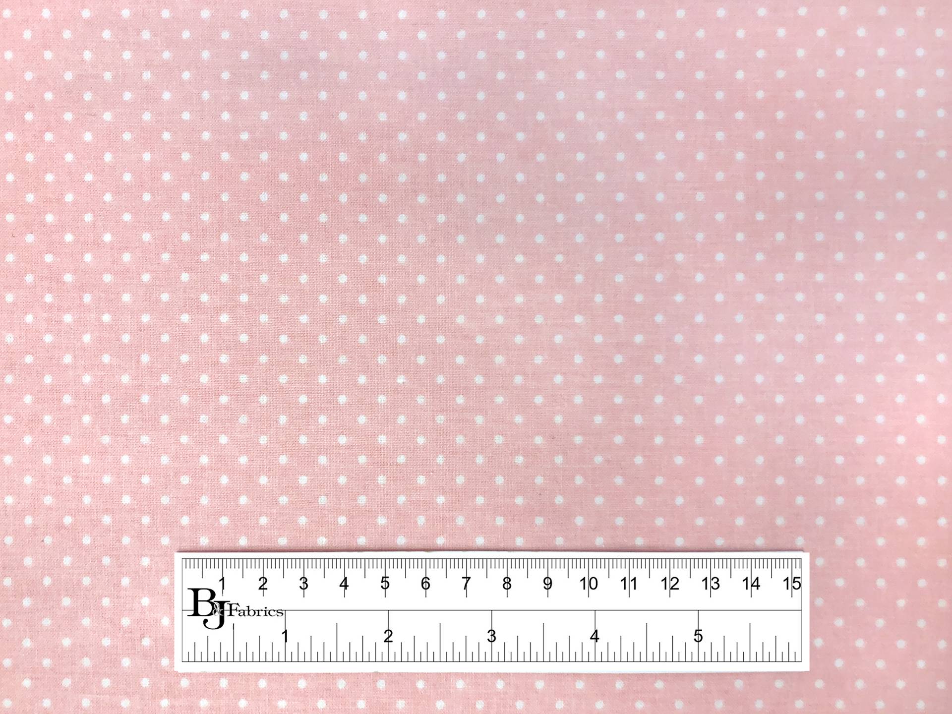 Cotton Broadcloth Polka Dots Print in Baby Pink