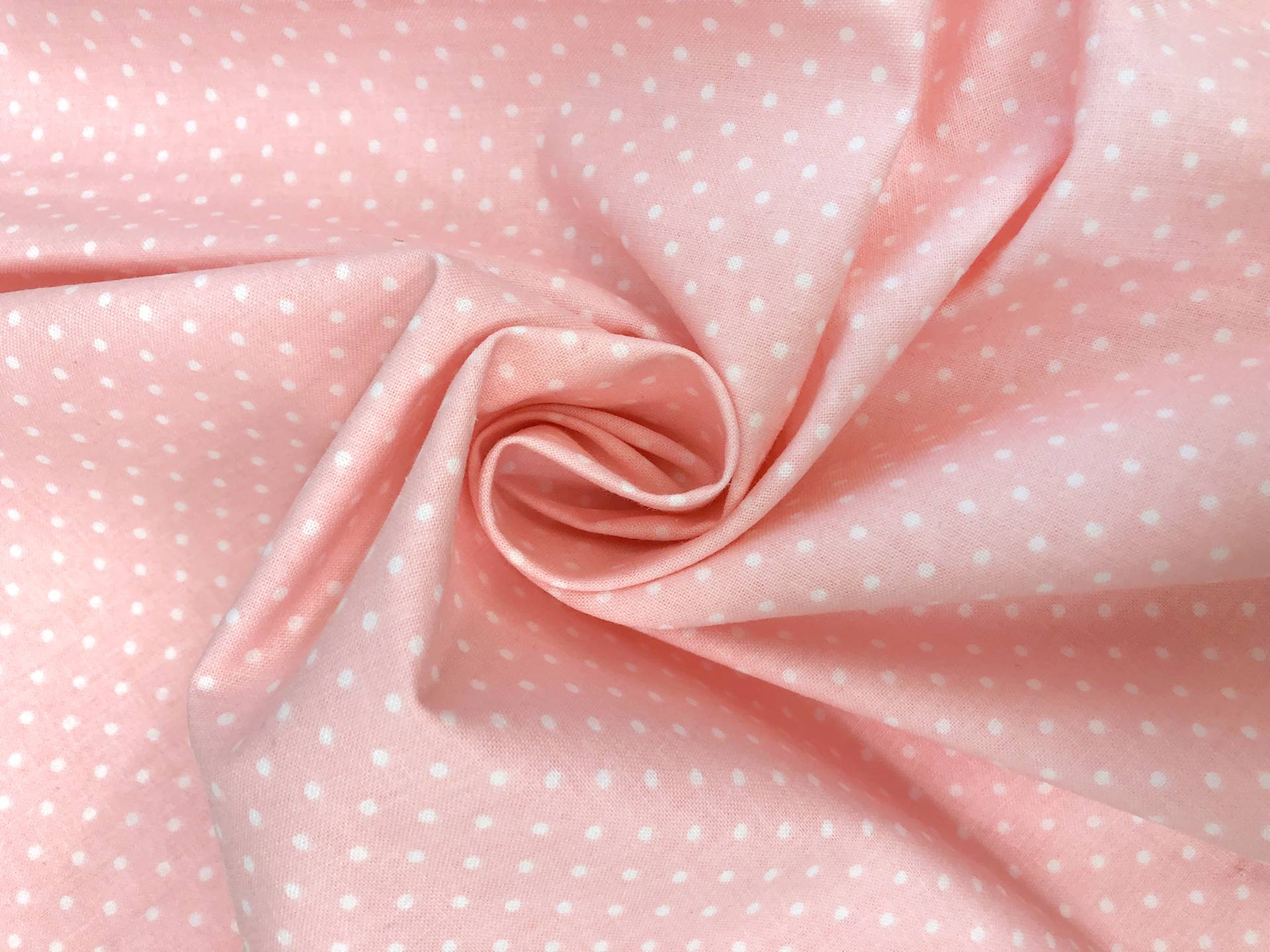 Cotton Broadcloth Polka Dots Print in Baby Pink