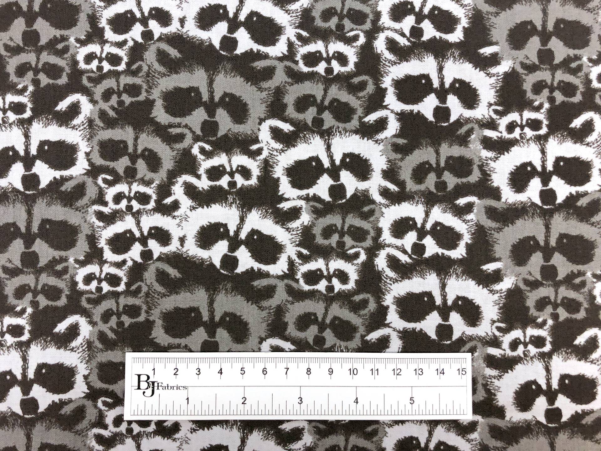 Cotton Broadcloth Racoons Print