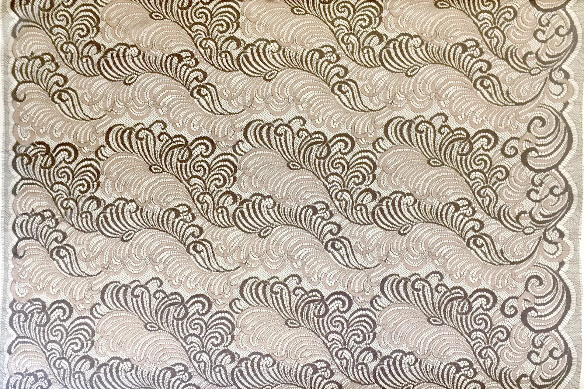Chantilly Lace with Double Scallop in Mocha and Cream