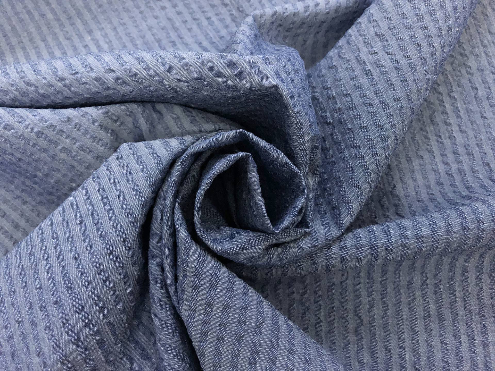 Cotton Seersucker in Denim