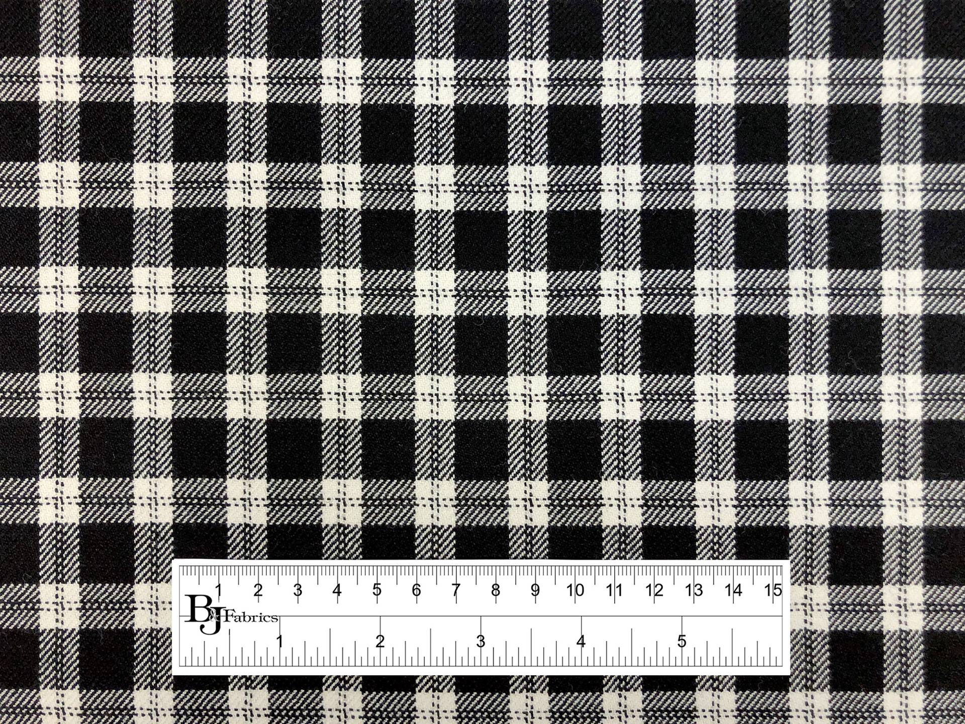 Italian Wool Plaid Suiting in Black and White