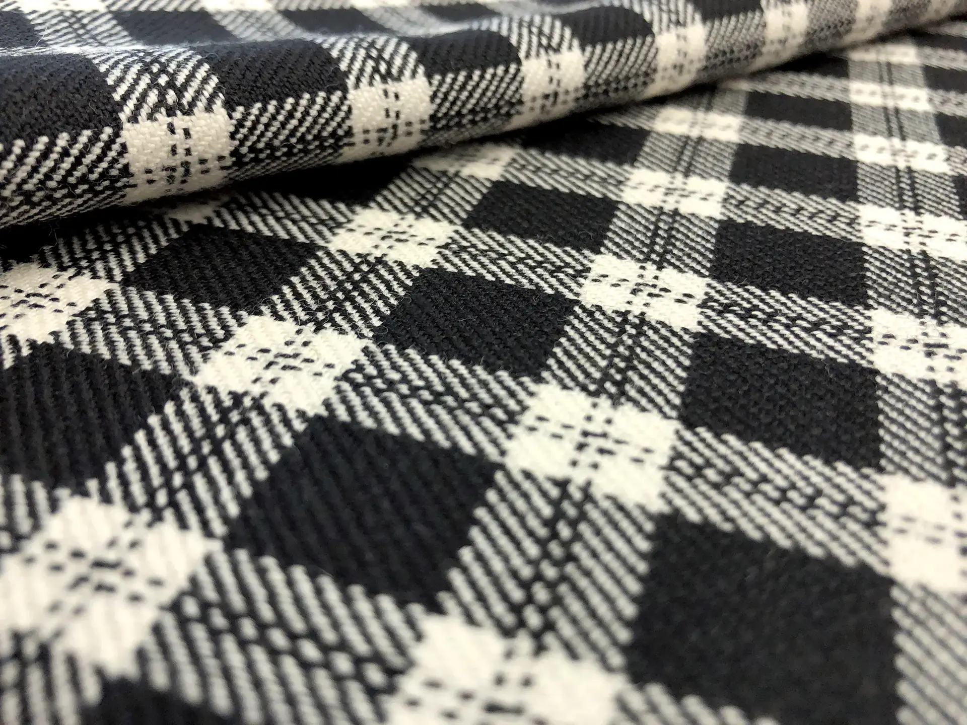 Italian Wool Plaid Suiting in Black and White