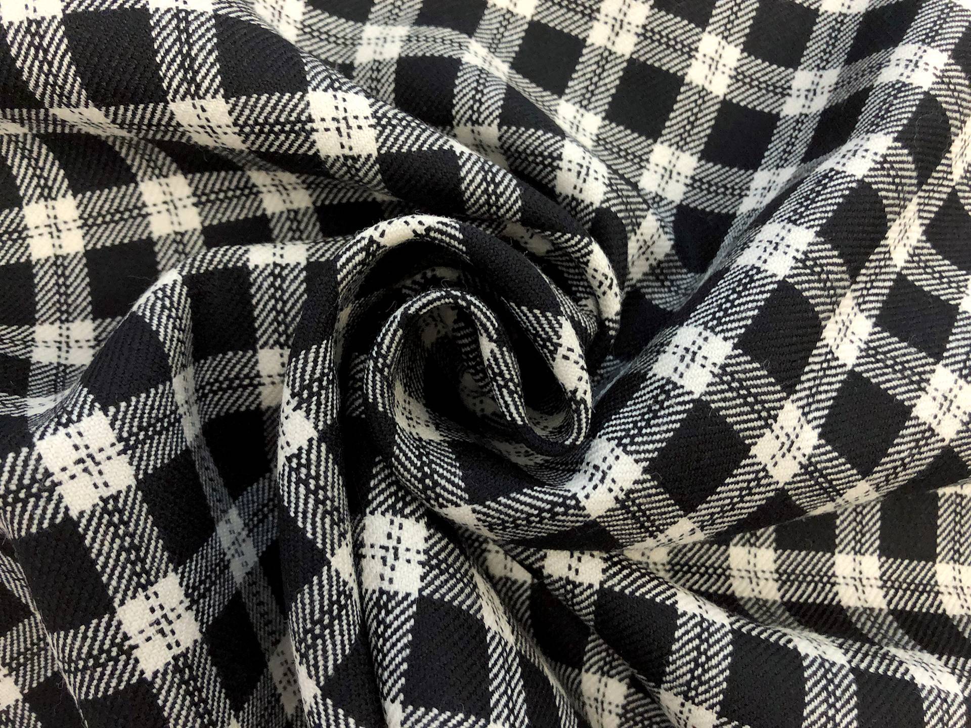 Italian Wool Plaid Suiting in Black and White