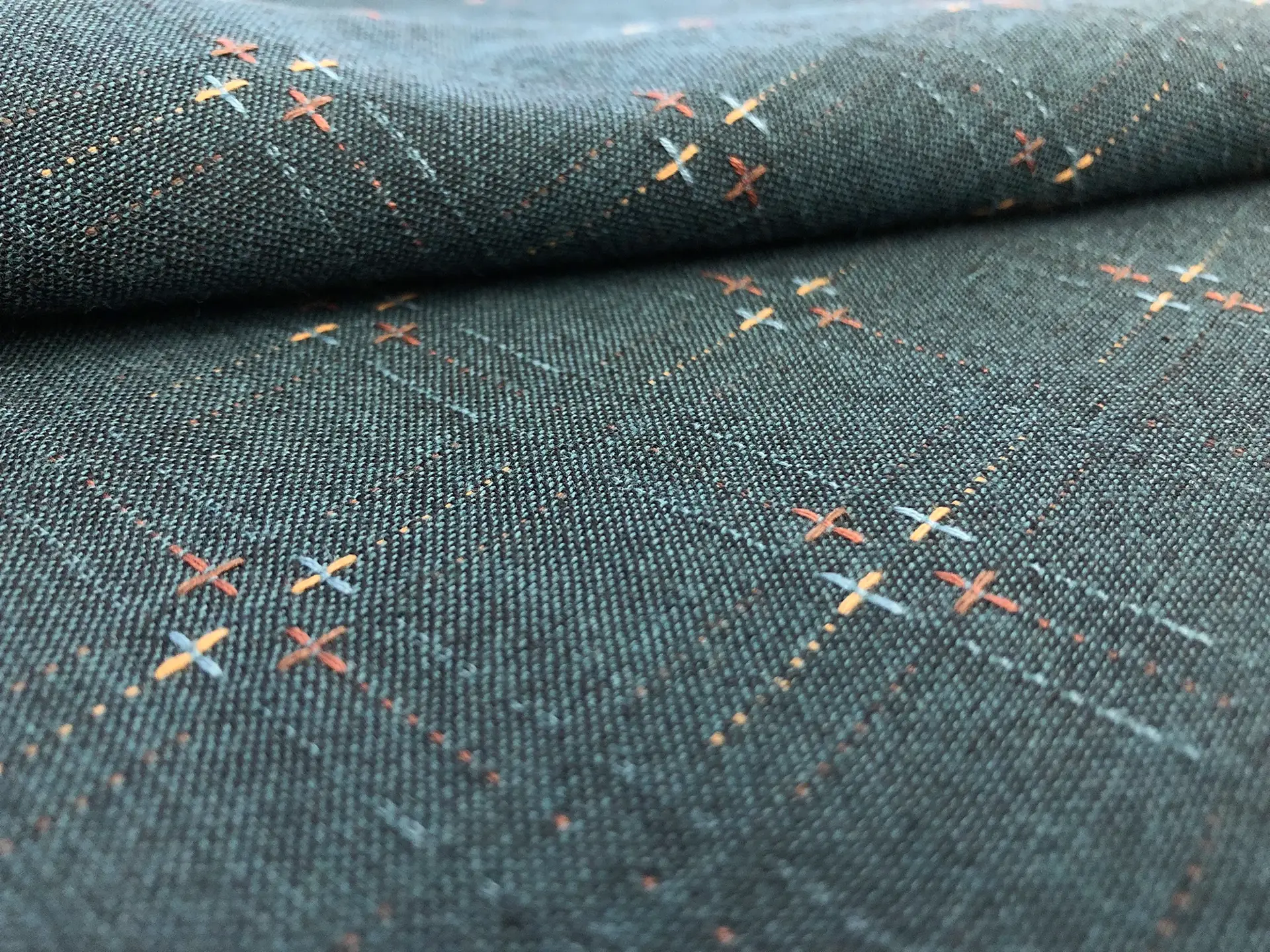 Cotton Woven Novelty in Dark Teal